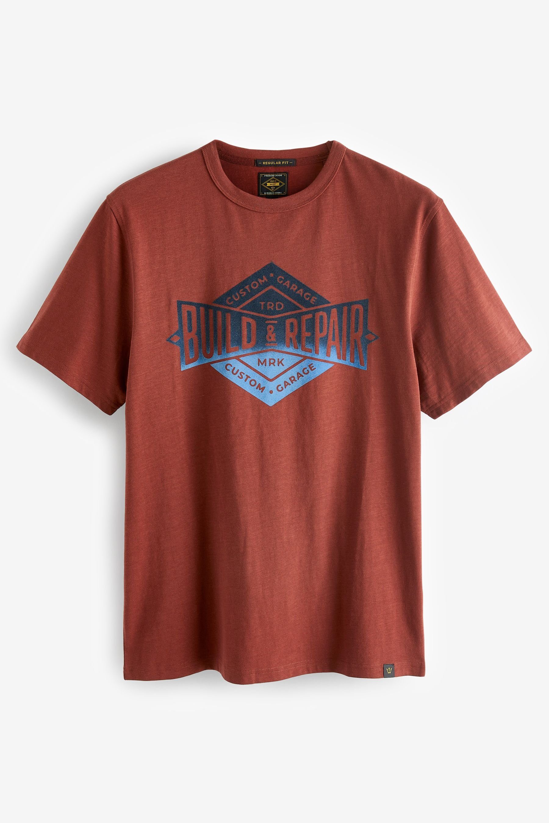 Rust Next (1-tlg) Print mit T-Shirt Brown Print-Shirt
