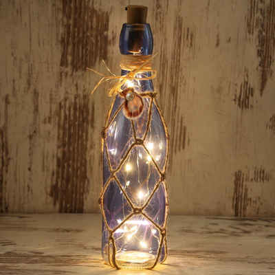 MARELIDA LED Dekolicht LED Dekoflasche mit Drahtlichterkette Juteseil Maritim Flaschenlicht, LED Classic, warmweiß (2100K bis 3000K)