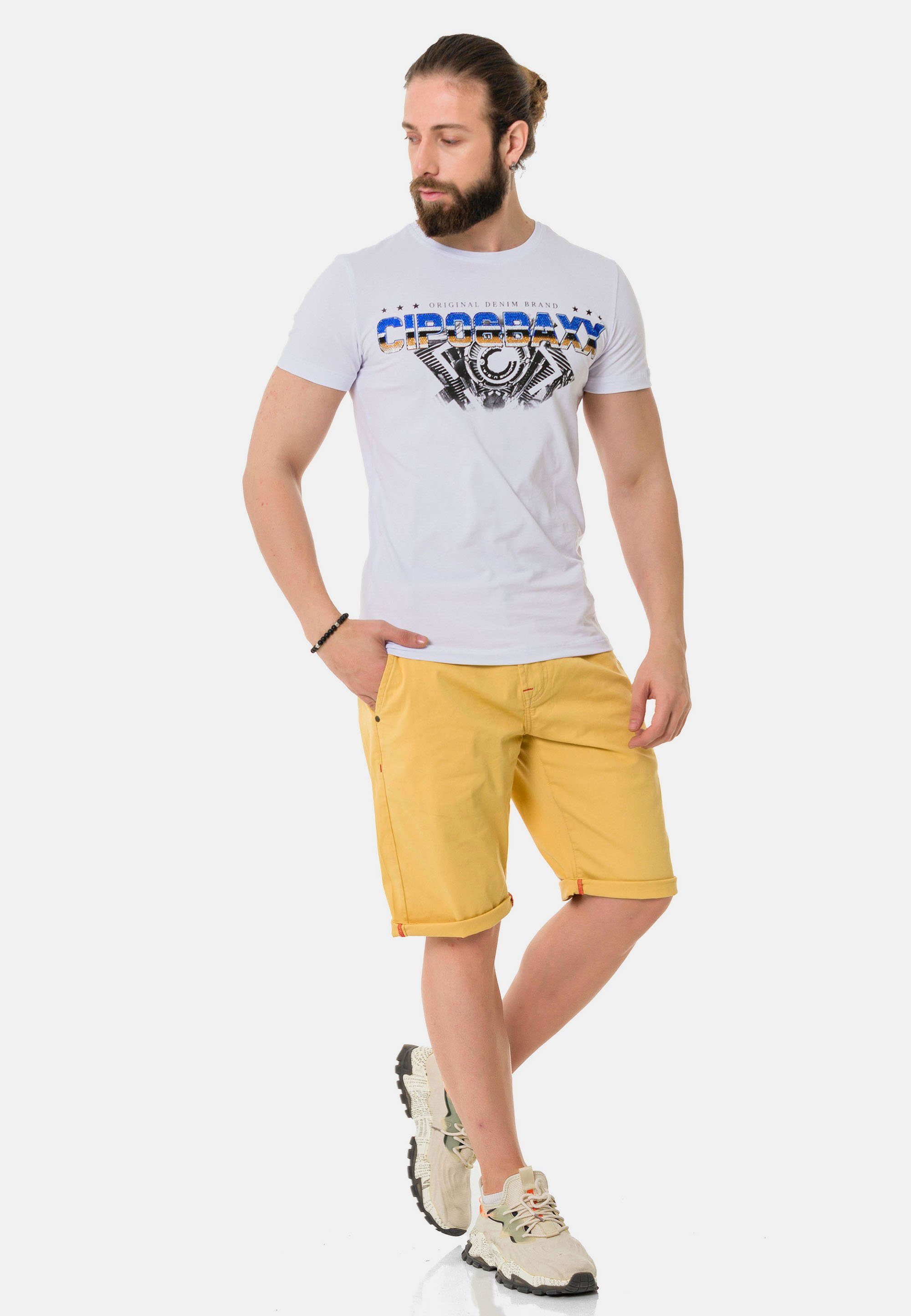 weiß Baxx & T-Shirt Marken-Schriftzug mit trendigem Cipo
