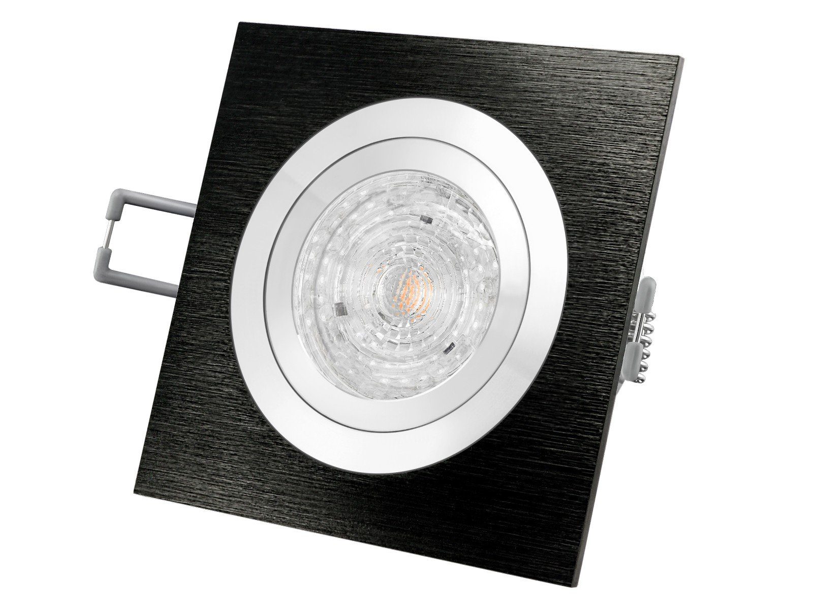 SSC-LUXon LED Einbaustrahler QF-2 LED-Einbauleuchte schwenkbar, warm 4,9W LED Alu schwarz Spot