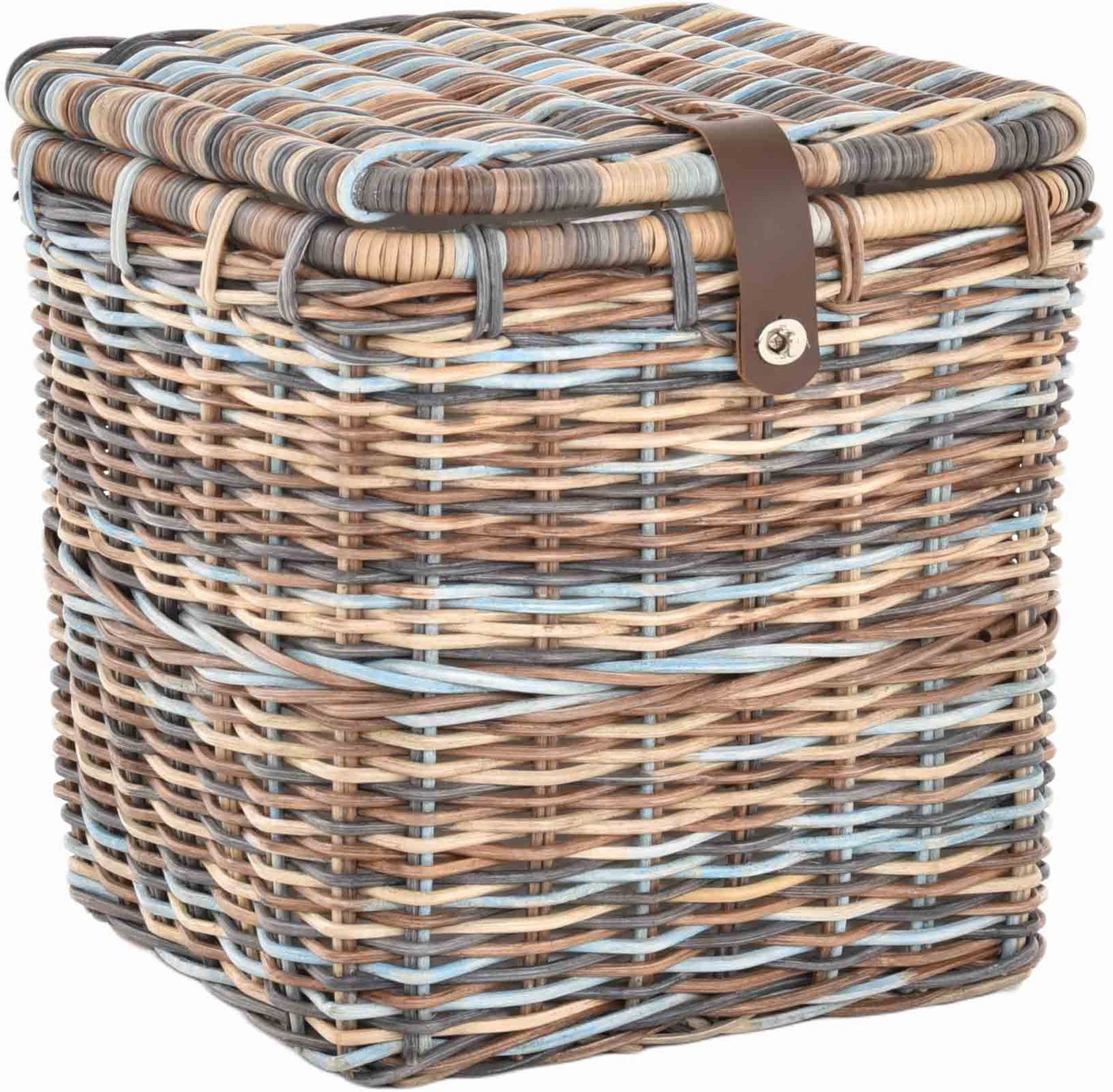 Krines Home Allzweckkorb Korbtruhe Allzweck Korb Aufbewahrung mit Deckel Box Spielzeugtruhe, Natur Rattan Quadratisch