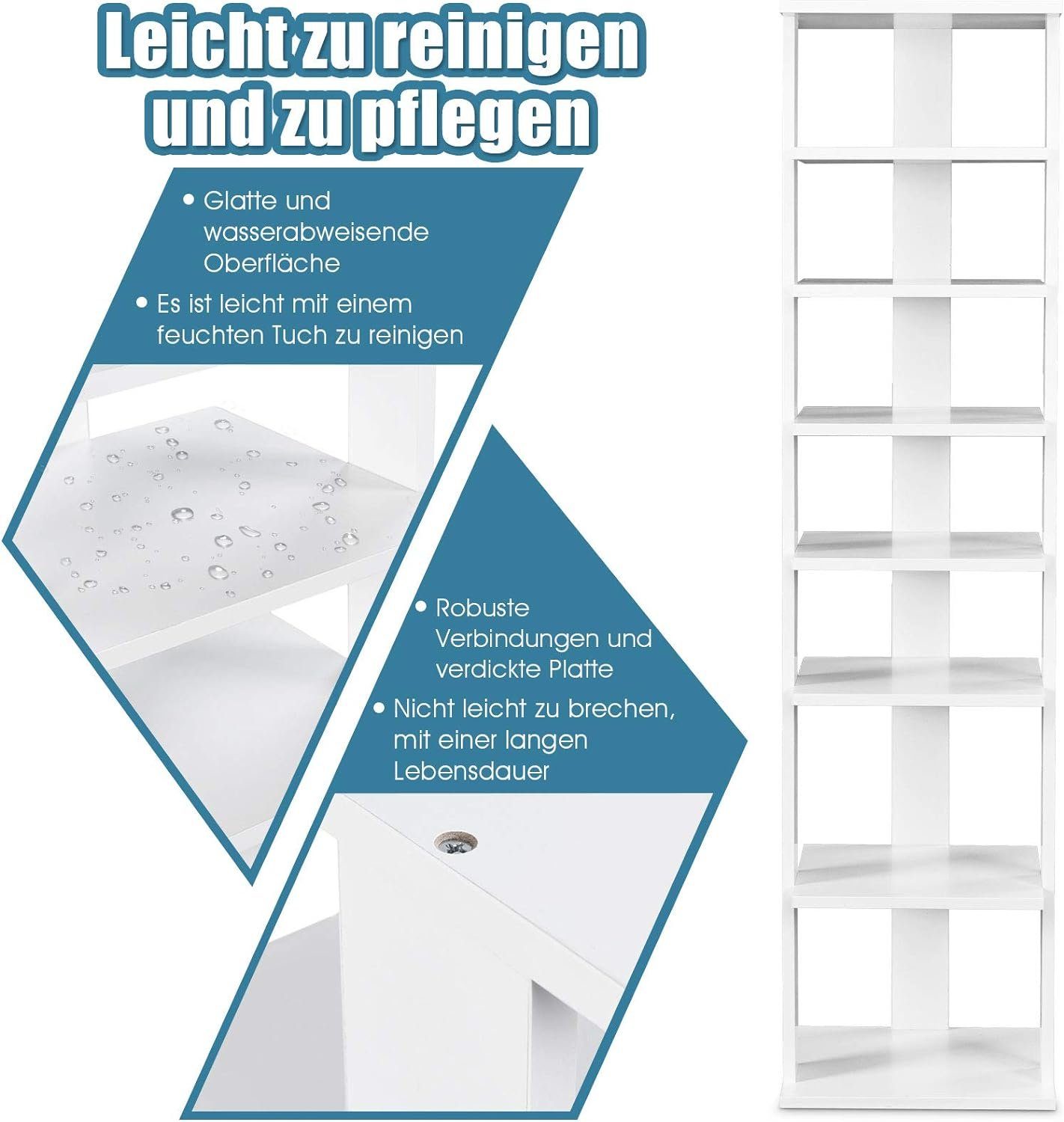 KOMFOTTEU Schuhregal Schuhständer, mit 7 Regalfächern, bis zu 10 kg