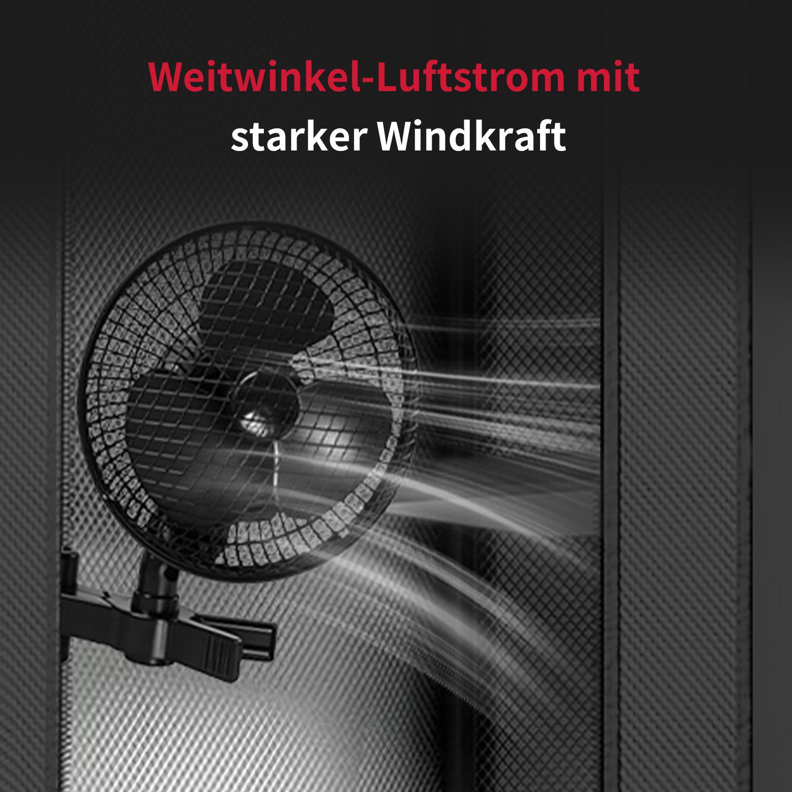 CannoBox Ventilatorkombigerät Wandventilator Clip Ventilator oszillierend für Growzelt Growbox, 20W, AC-Motor, 23cm Durchmesser