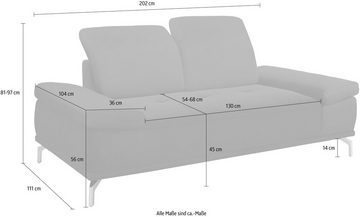 Places of Style 2-Sitzer Caluna, mit Sitztiefen- und Kopfteilverstellung