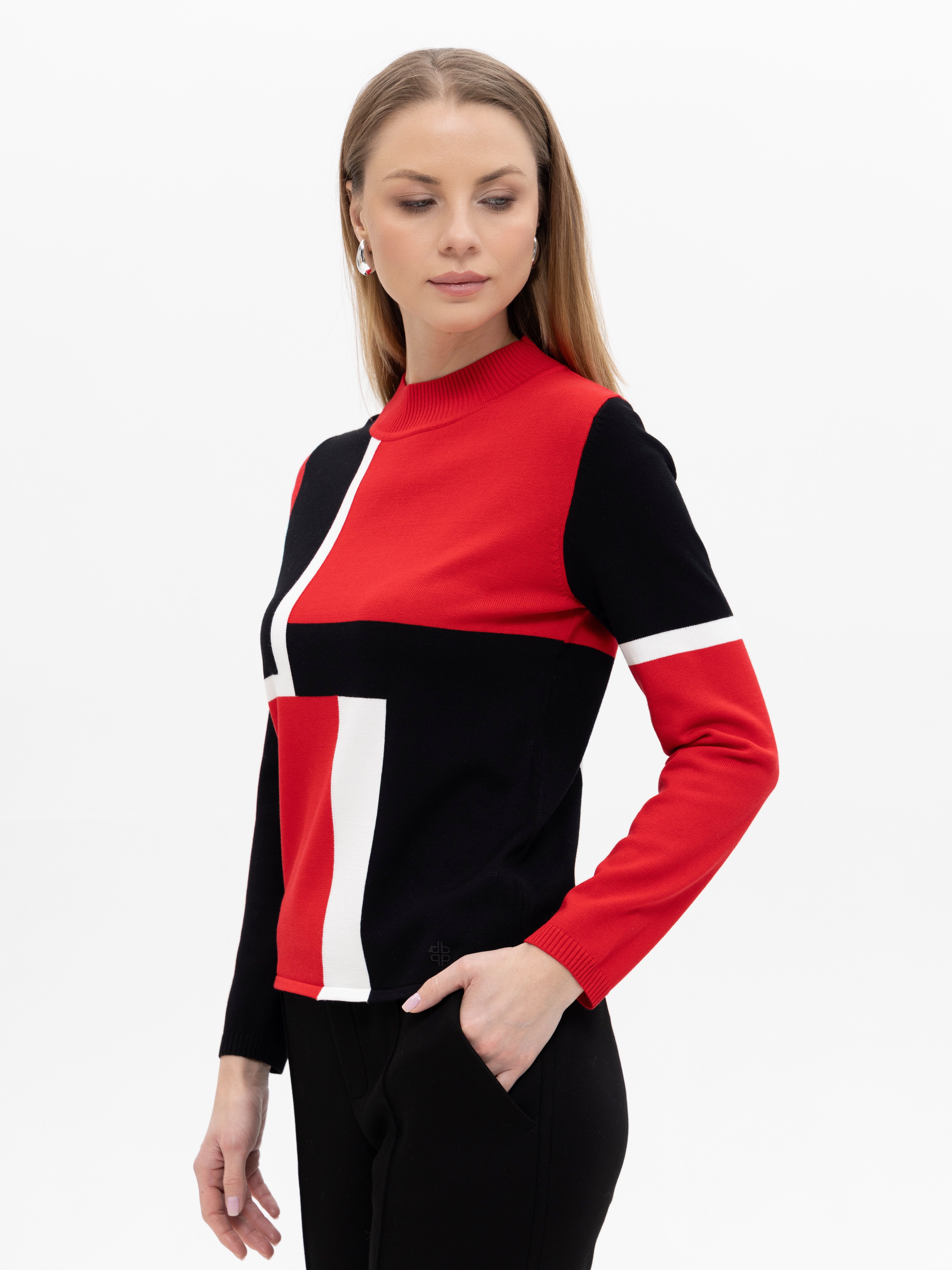 Passioni Strickpullover im Colourblock-Design