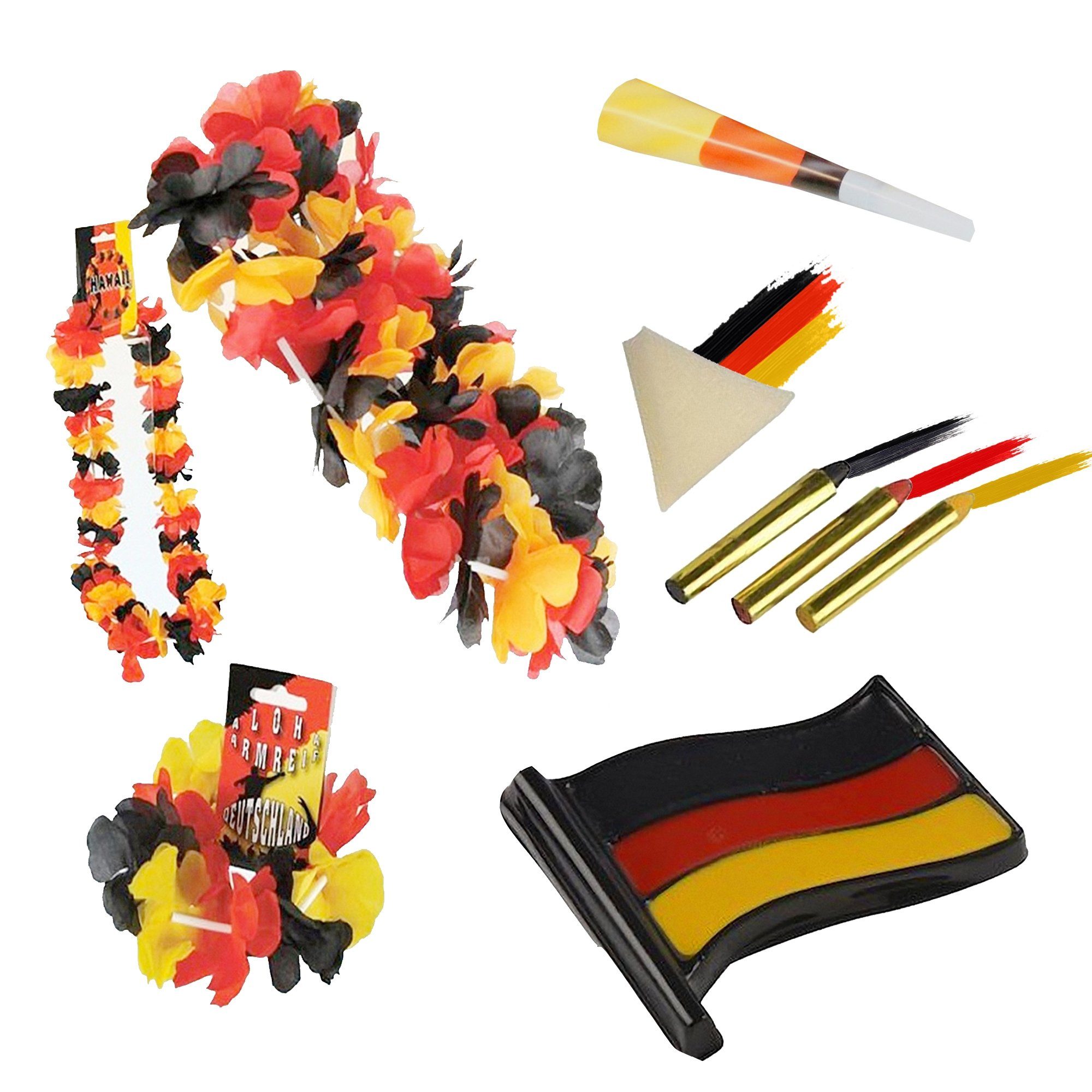 Taffstyle Kostüm Damen Fan Set Deutschland Fanartikel Land Armband Hut Schminke Brille, EM WM Länderflagge Flagge Handball Eishockey Basketball Fussball