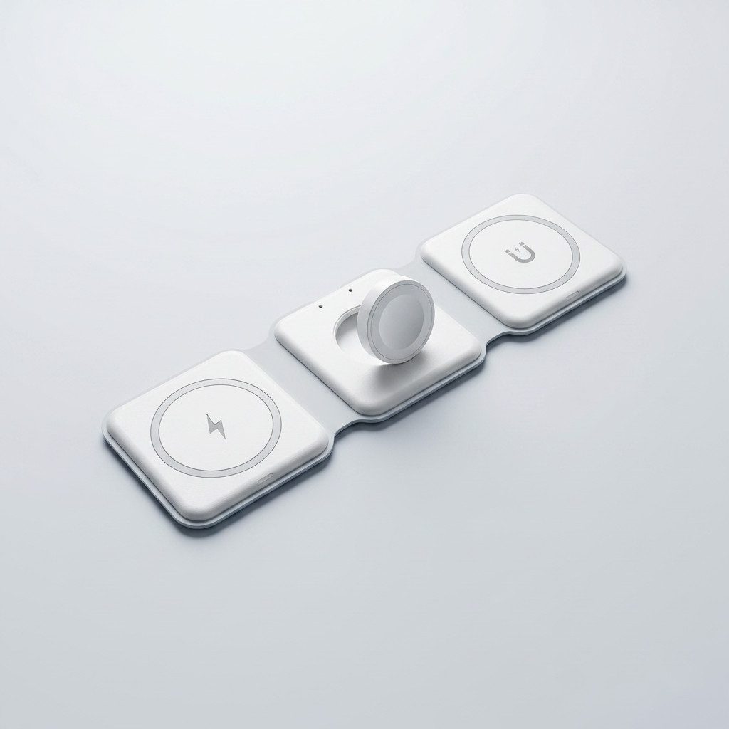 Futurea 3in1 MagSafe 15W Ladegerät faltbar für iPhone Watch AirPods Ladestation (2000 mA, 1-tlg., 3in1 Ladestation, MagSafe und Qi kompatibel, faltbar, kompakt, 3in1)