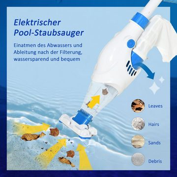 Outsunny Poolbodensauger Pool-Staubsauger, (Set, 1-St., 1 x Elektrischer Pool-Staubsauger; 1 x Filtersack; 1 x Ladegerät), für Bodenreinigung