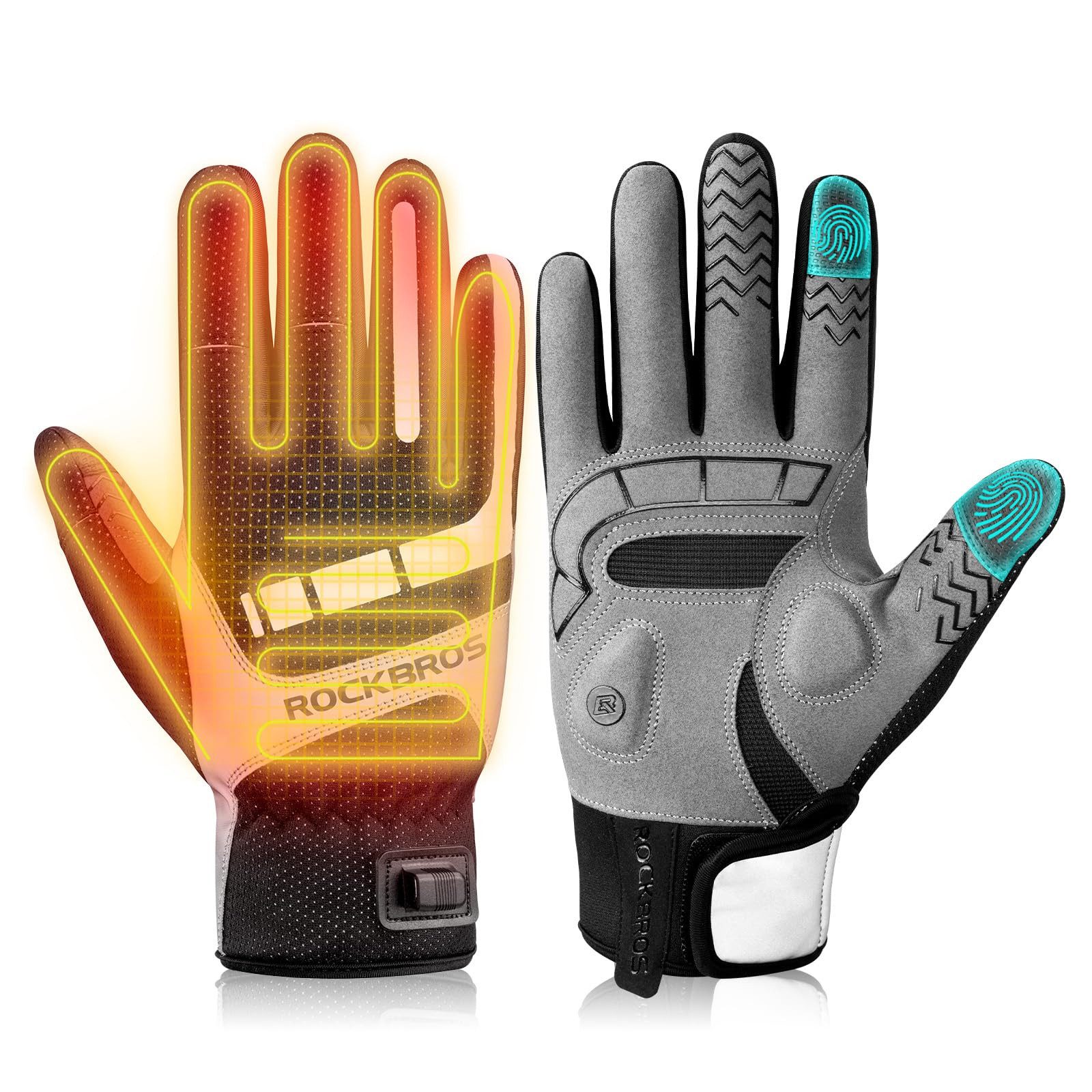ROCKBROS Fahrradhandschuhe Beheizbare Handschuhe über USB, und stoßdämpfend mit Touchfunktion USB 5V HEIZUNG & VIELSEITIG EINSETZBAR