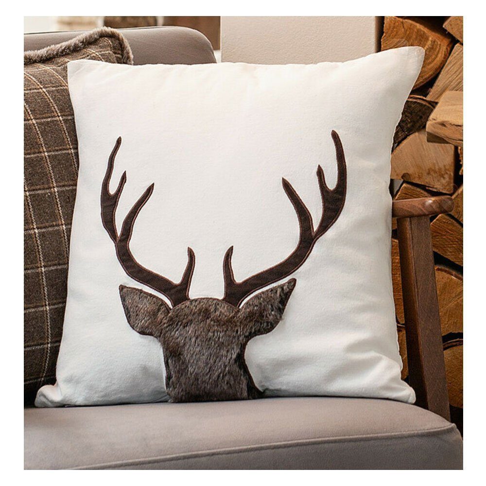 Home-trends24.de Kissenbezug Kissenhülle Hirschgeweih Couchkissen Kunstfell günstig online kaufen