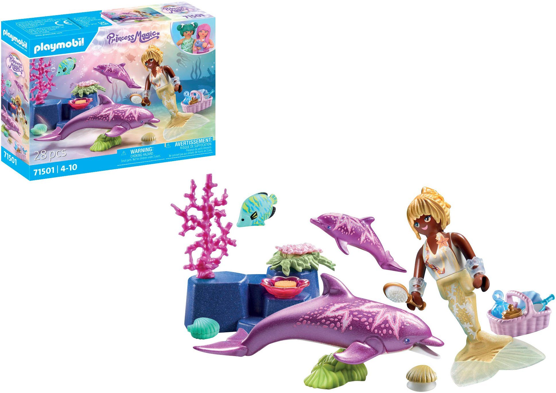 Playmobil® Meerjungfrau mit Delfinen (71501), Princess Magic Konstruktions-Spielset, (28 St), Made in Europe – Bild 5 von 5