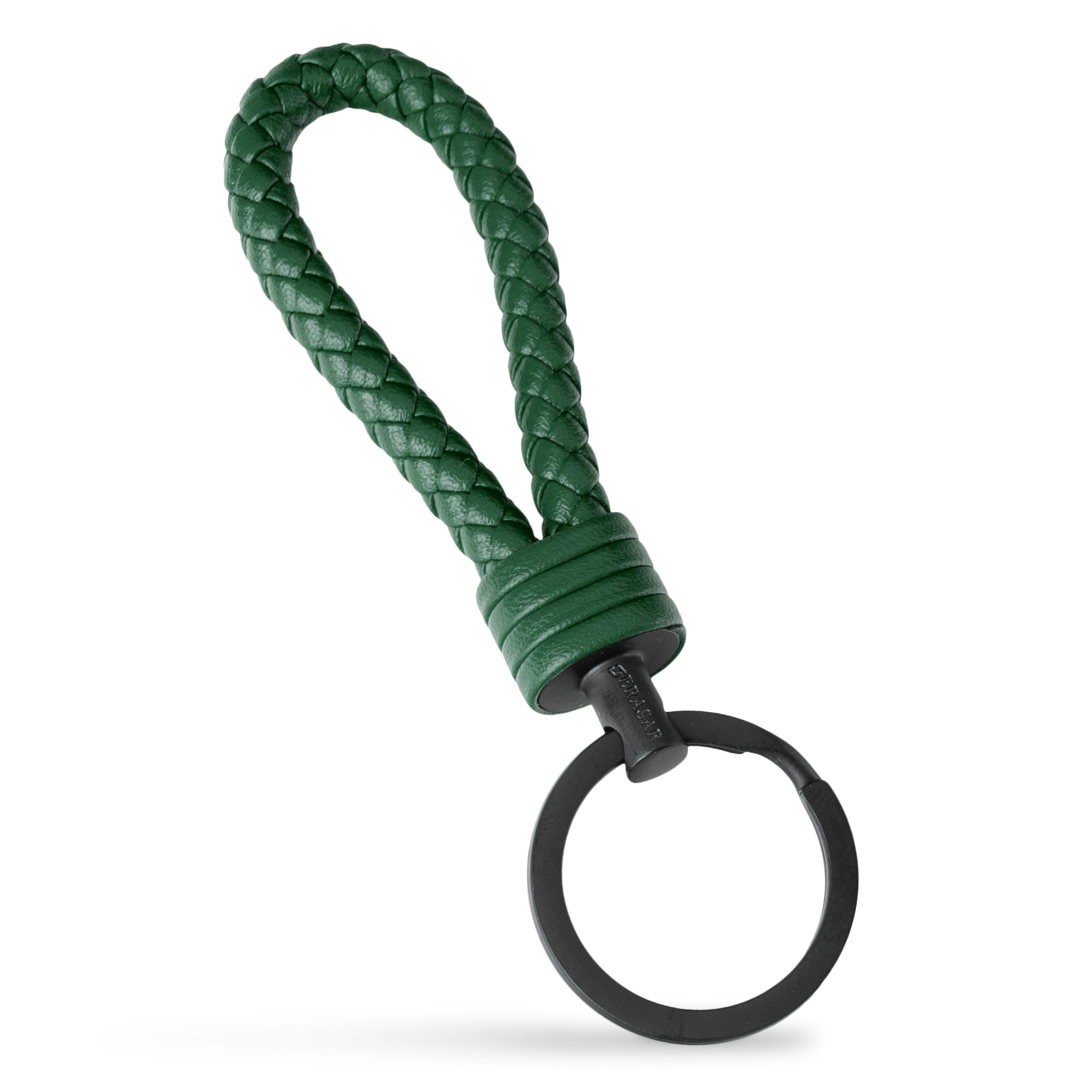 SERASAR Schlüsselanhänger Leder Schlüsselanhänger "Strong" kleine (1-tlg), für Grün Schlüssel Zusatzringe