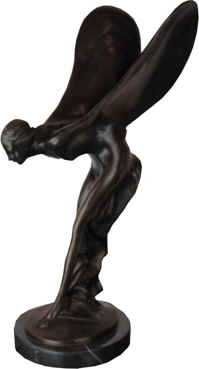 Casa Padrino Dekofigur Anmutende Bronze Figur Skulptur auf Marmorsockel Lady with Wings aus der Luxus Kollektion von Casa Padrino - Spirit of Ecstasy | Dekofiguren