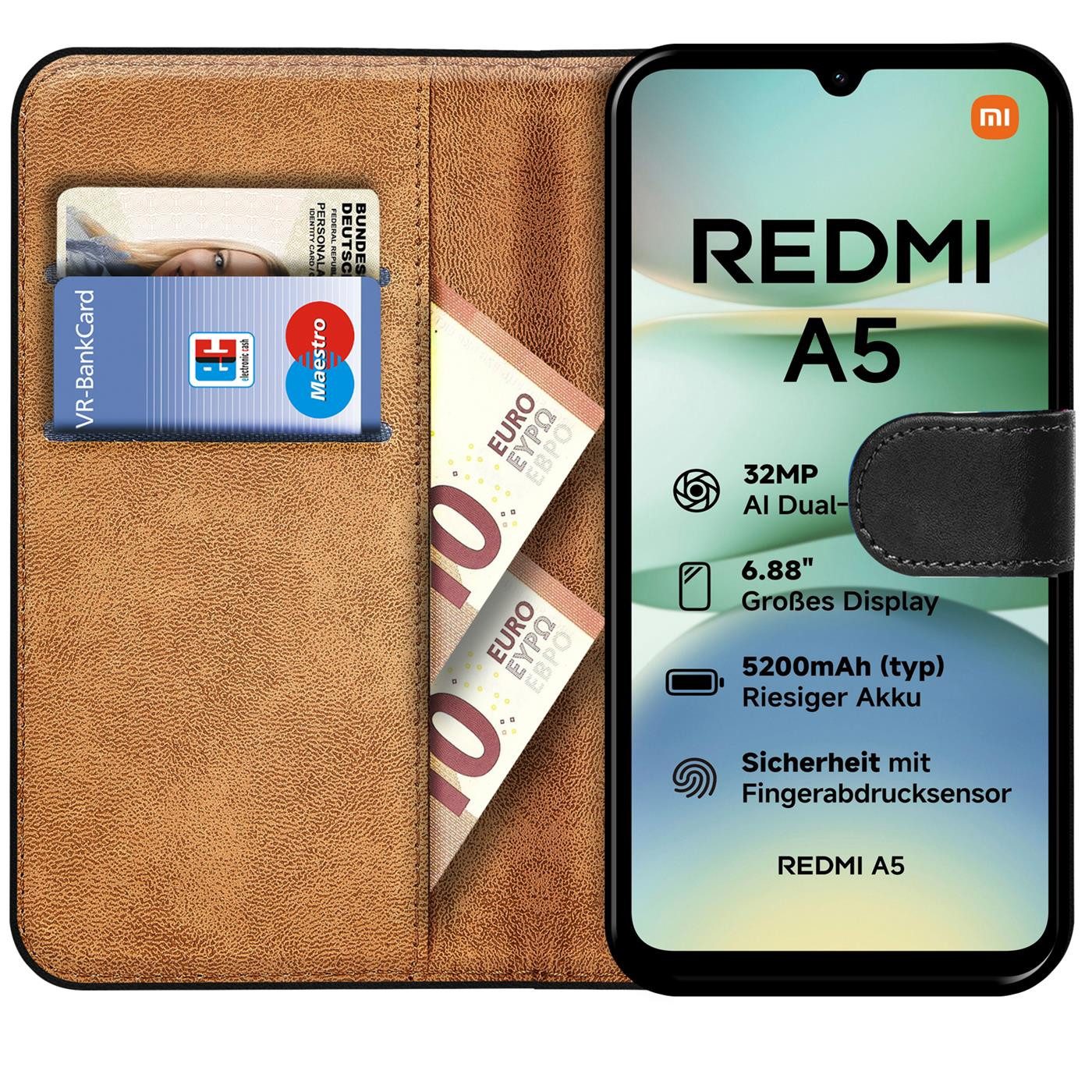 CoolGadget Handyhülle Book Case Handy Tasche für Xiaomi Redmi A5 6,88 Zoll, Hülle Klapphülle Flip Cover für Redmi A5 Schutzhülle