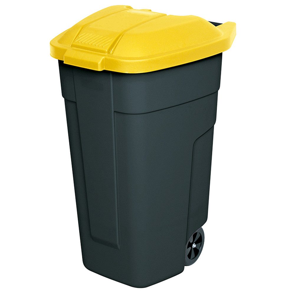 BRB-Lagertechnik Mülleimer Wertstoffsammler, Inhalt 100 Liter, Korpus anthrazit, Fahrbare Tonne aus robustem Polypropylen-Kunststoff (PP)