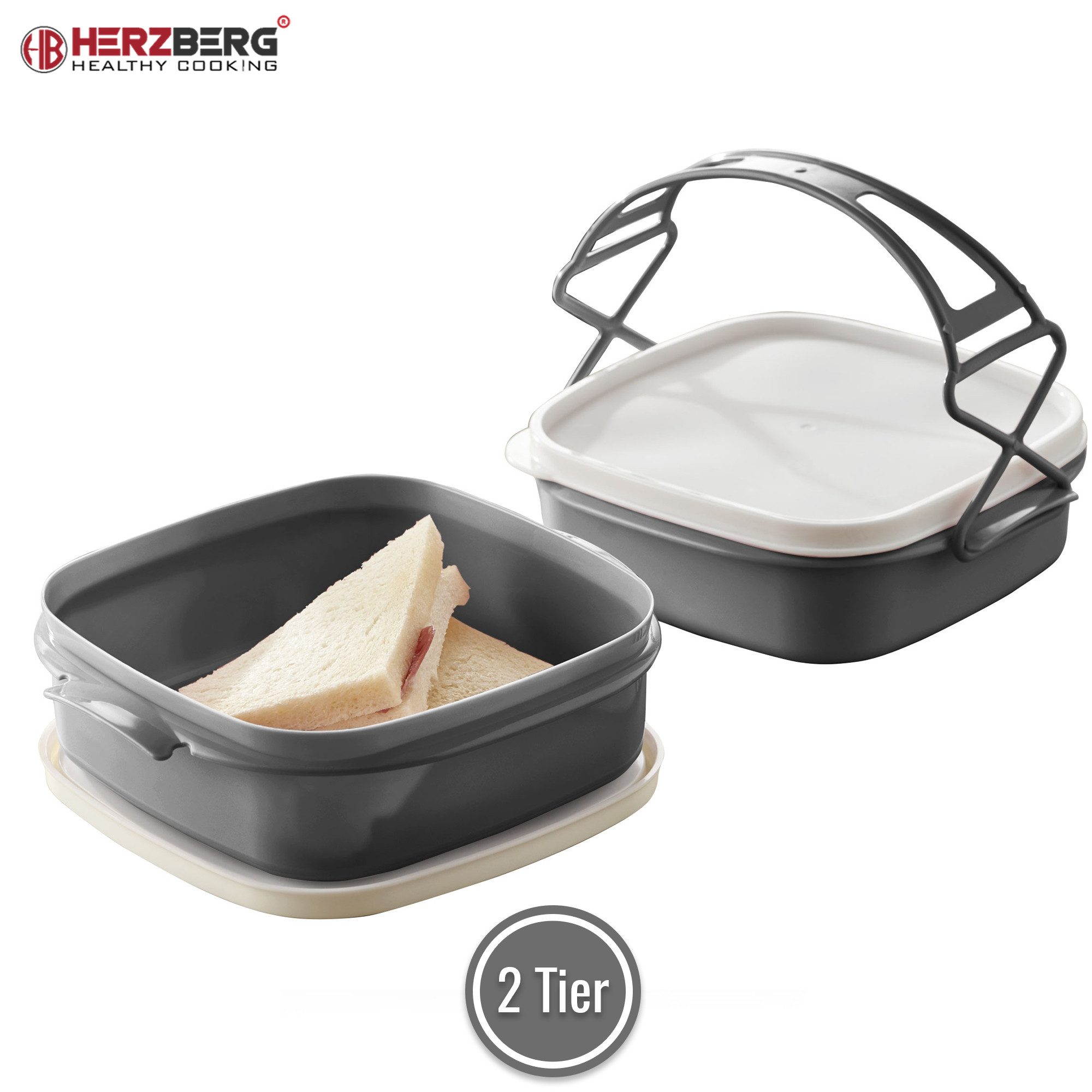 Herzberg Lunchbox Herzberg 2 lagige Tetra Lunchbox Größe ca. 21,5 cm x 19,5 cm x 15,3 cm, Polyprophylen (PP), (2-tlg)