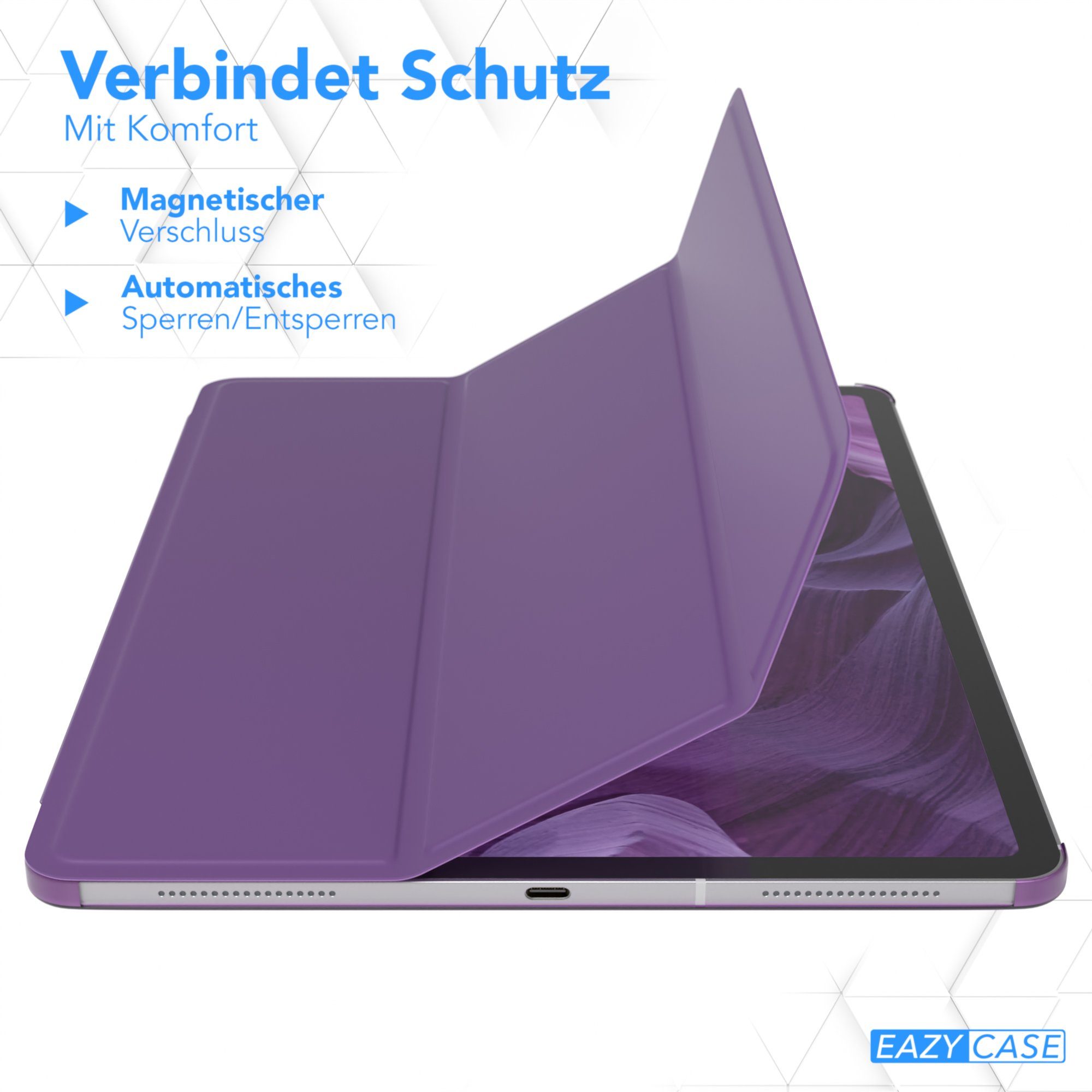 EAZY CASE Tablet-Hülle Smart Case für iPad Pro 12,9" 3./ 4./ 5./ 6. Gen. 12,9 Zoll, Tabletcover mit Stehfunktion Slim Sleep Wakeup Deckel Klappbar Violett