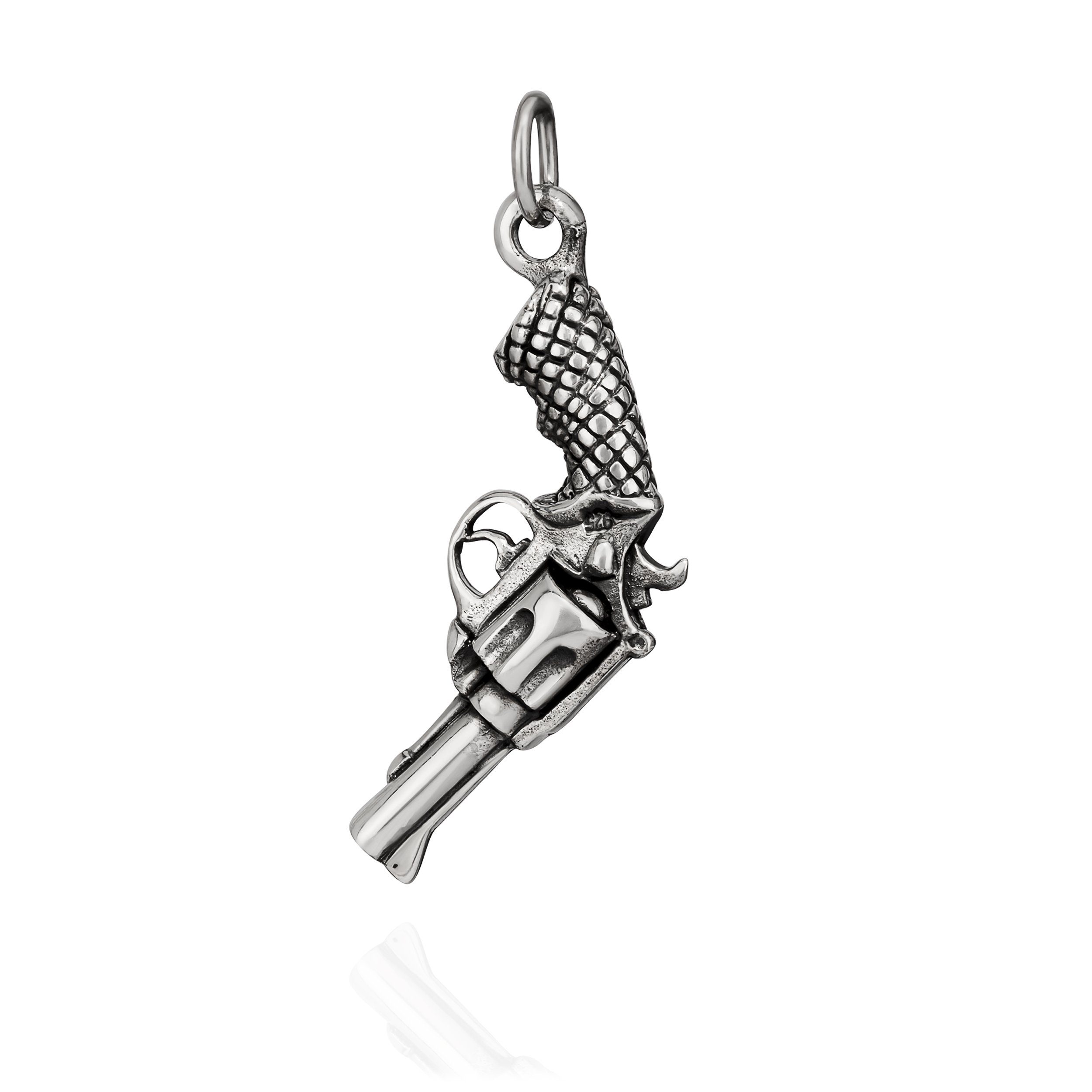 NKlaus Kettenanhänger Kettenanhänger Pistole 925 Silber 31x21mm Silberan, 925 Silber rhodiniert