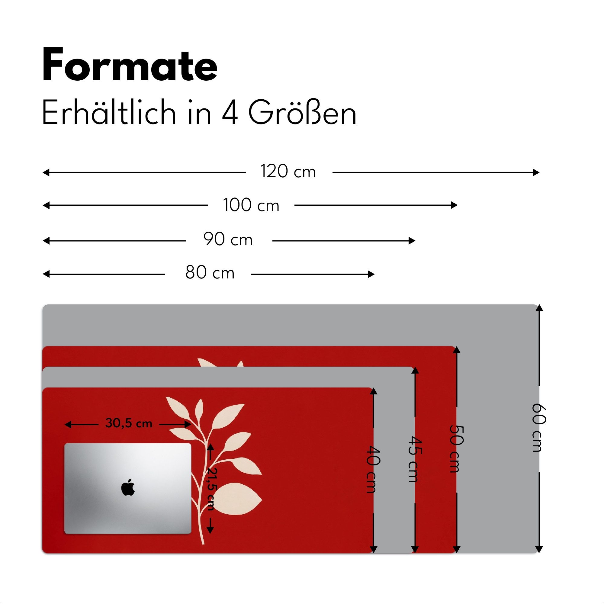 MuchoWow Gaming Mauspad Scherenschnitt - Blätter - Zweig (1-St), Gaming Mauspad XXL, Schreibtischunterlage, Desk Mat Groß, 80x40 cm