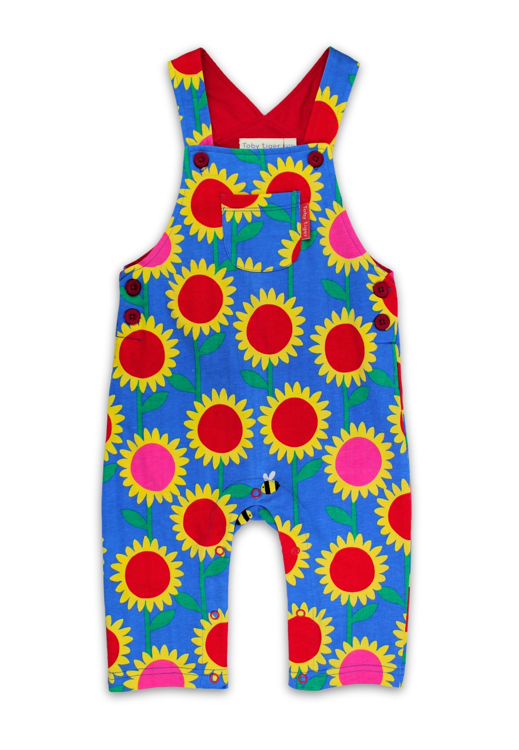Toby Tiger Latzhose Latzhose mit Sonnenblumen-Meer Print