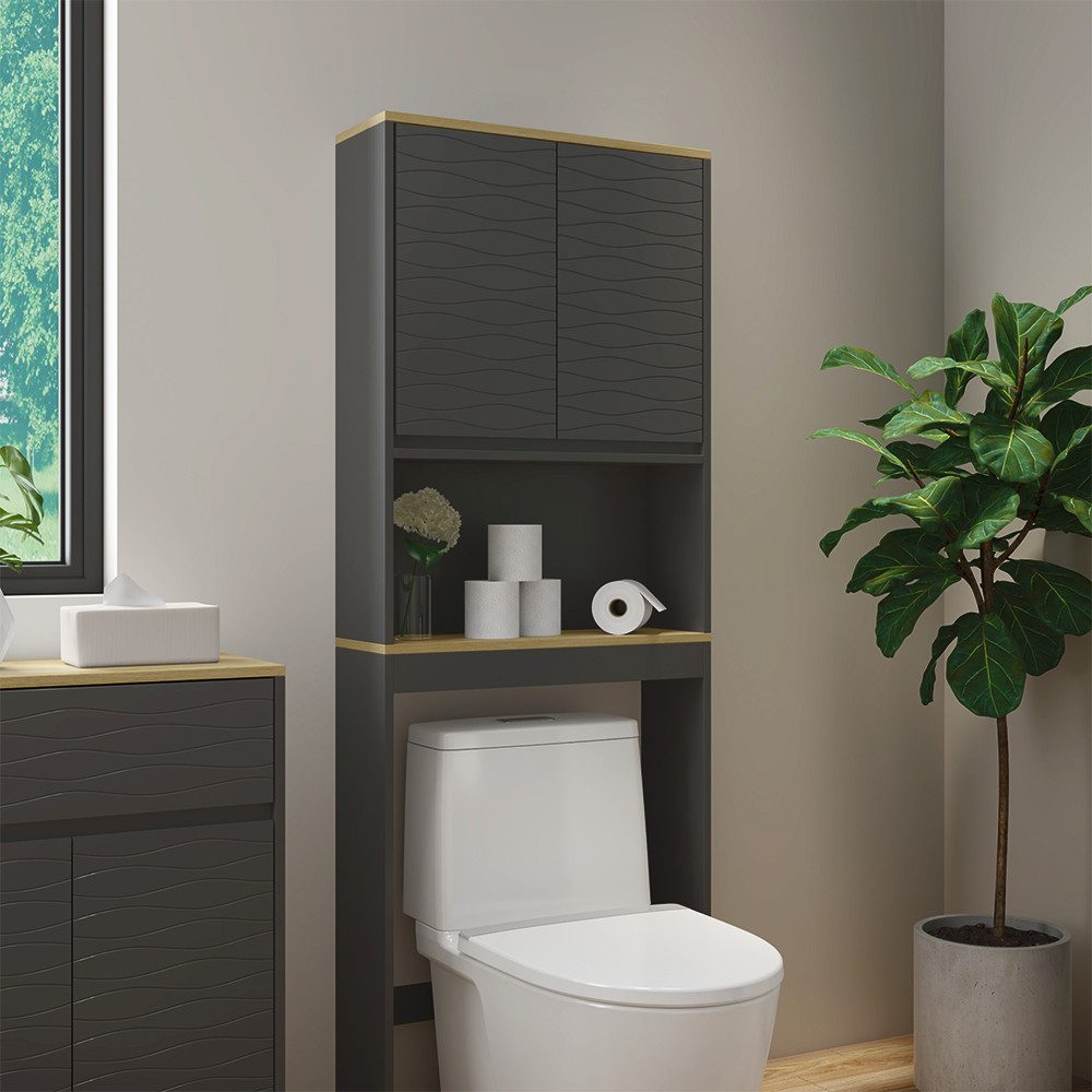 Vicco Badregal Livia, Anthrazit/Holz, 60 x 163 cm, 1-tlg.