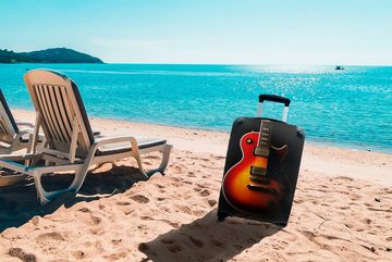 MuchoWow Handgepäckkoffer Eine rot gefärbte E-Gitarre, 4 Rollen, Reisetasche mit rollen, Handgepäck für Ferien, Trolley, Reisekoffer