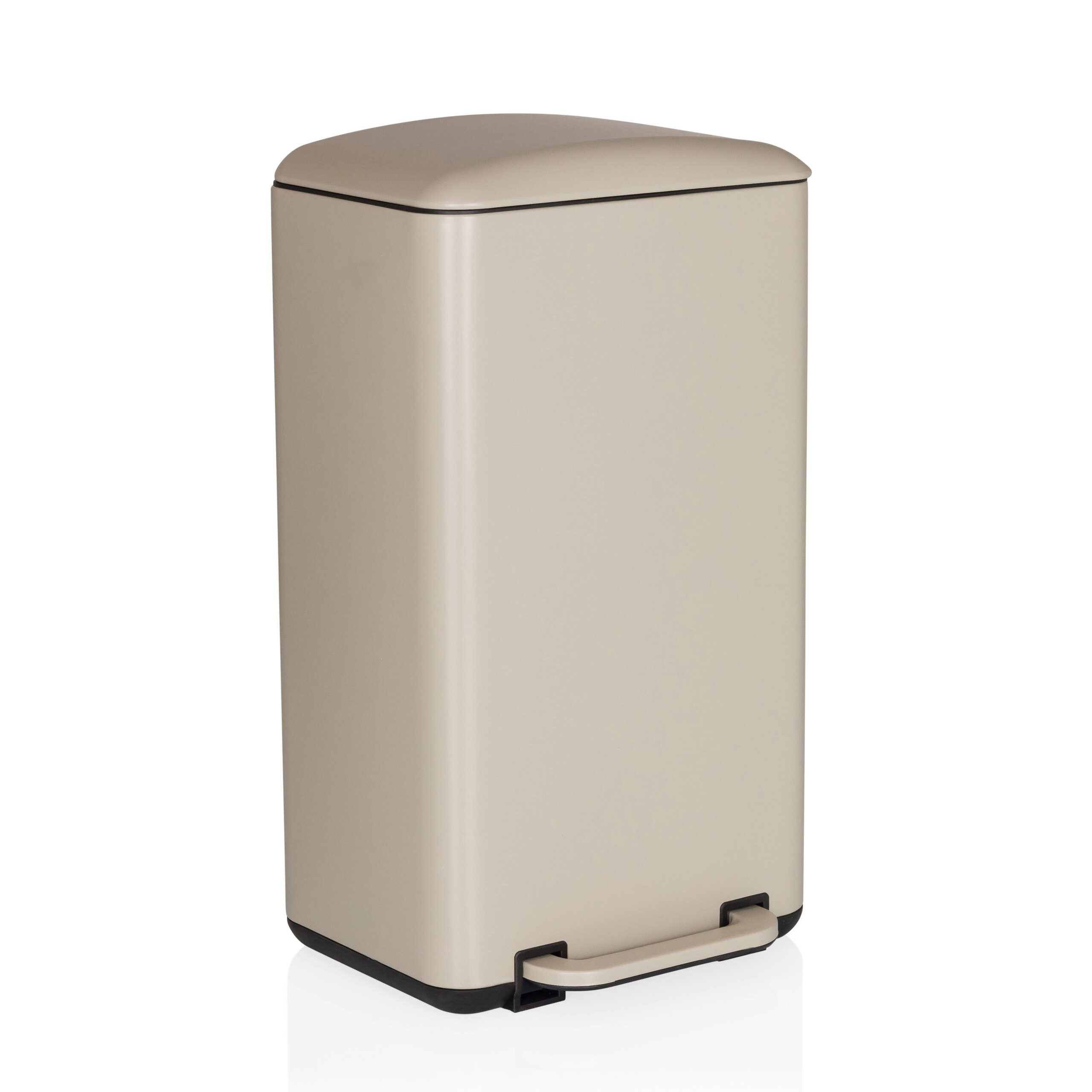hjh OFFICE Mülleimer CLEAN BEVA Abfalleimer, Treteimer 30 Liter mit Softclose, Abfalleimer Küche mit Deckel 30l