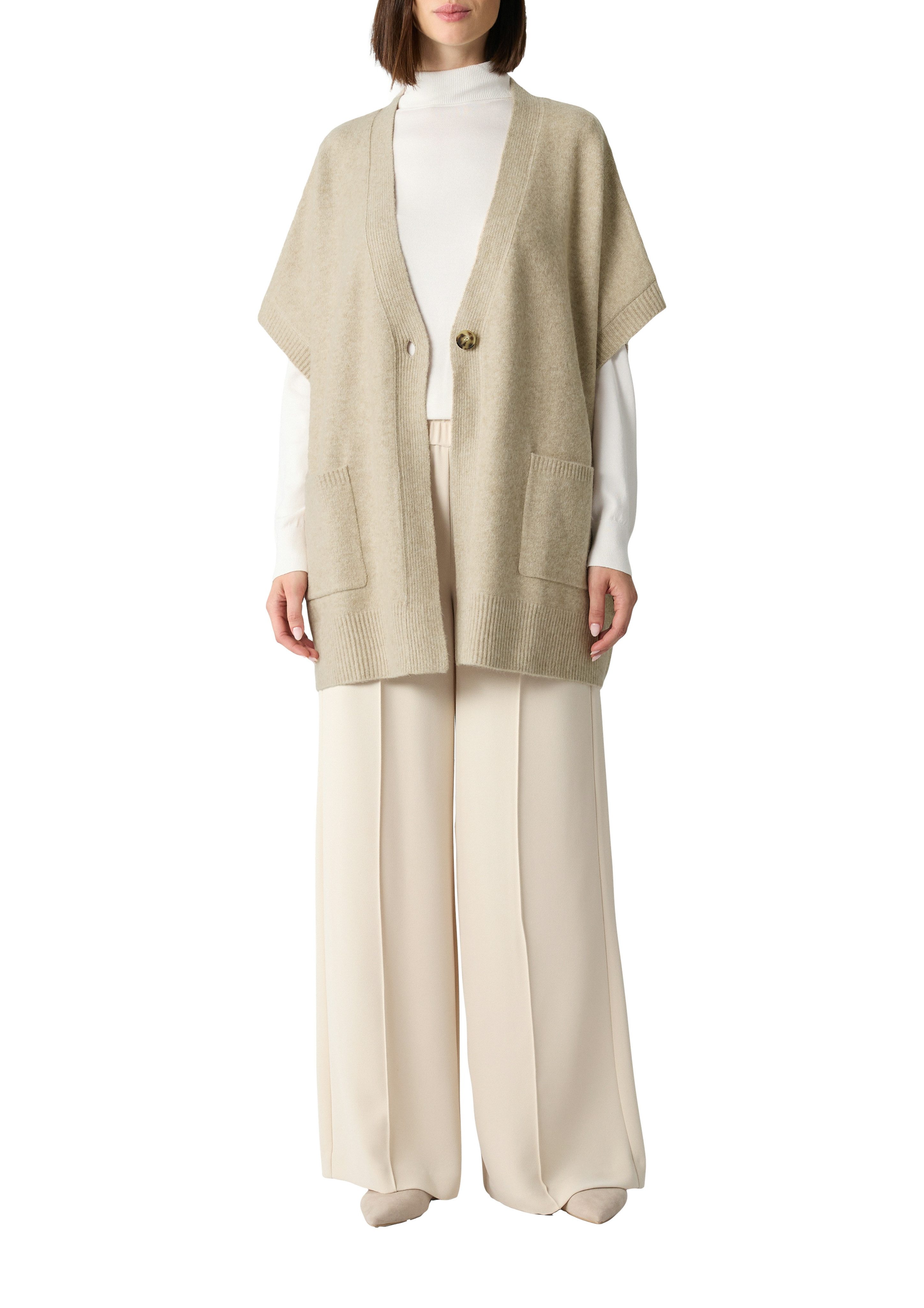 comma Strickjacke im Poncho-Style mit 1-Knopf-Verschluss