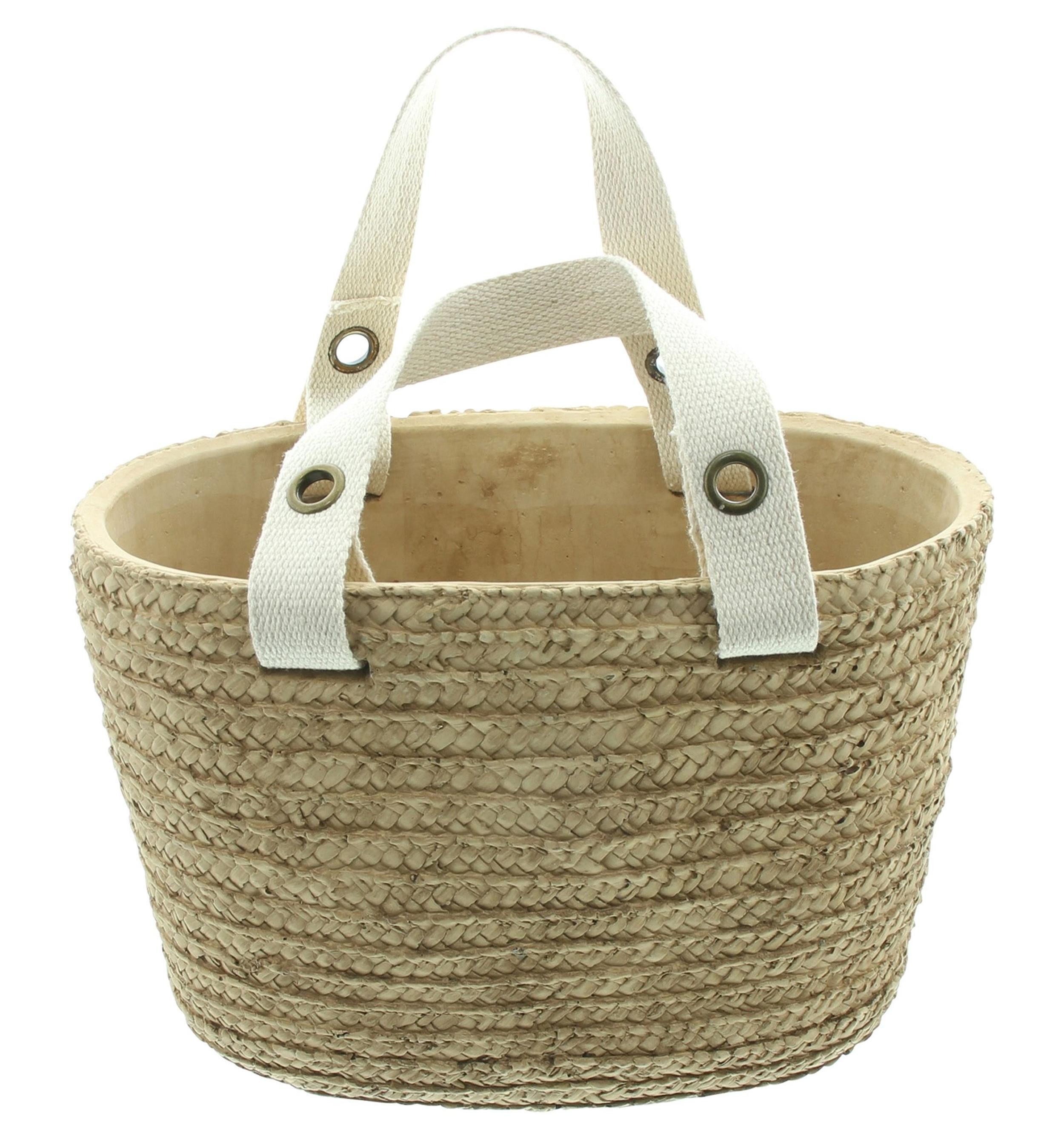 Blumentopf Pflanzer Strandtasche oval Zement beige – Blumentopf