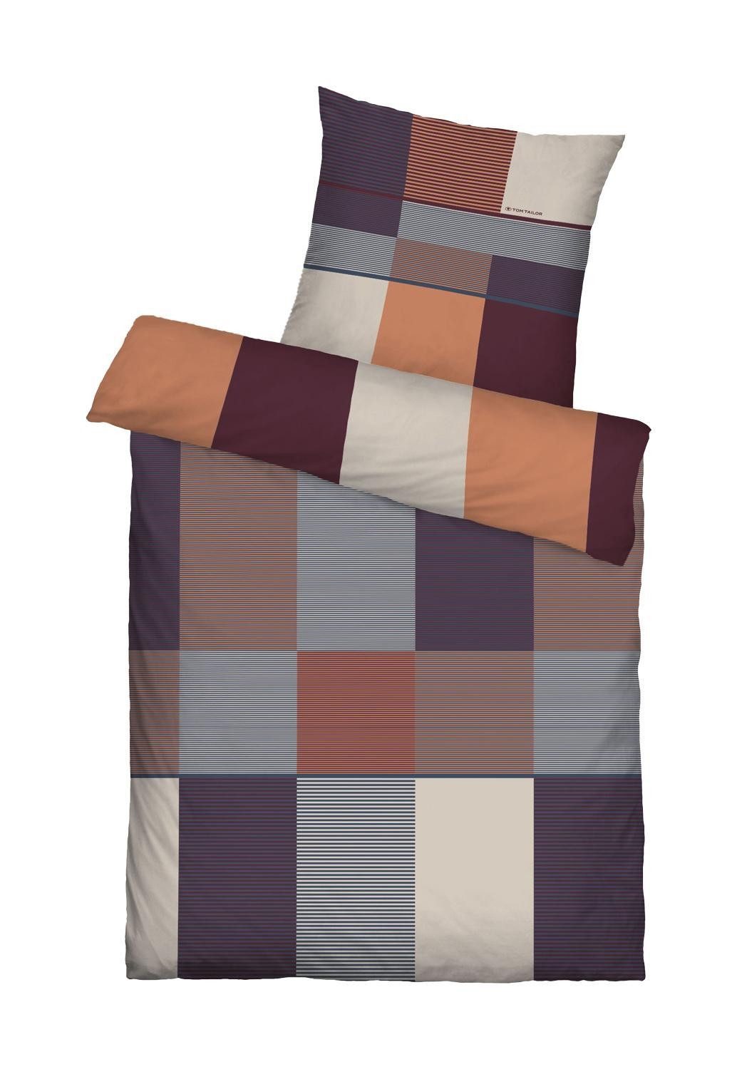 TOM TAILOR Bettwäsche Satin-Wende-Bettwäsche KARO, Koralle, 135x200 cm, Baumwolle, 2 teilig, mit Reißverschluss