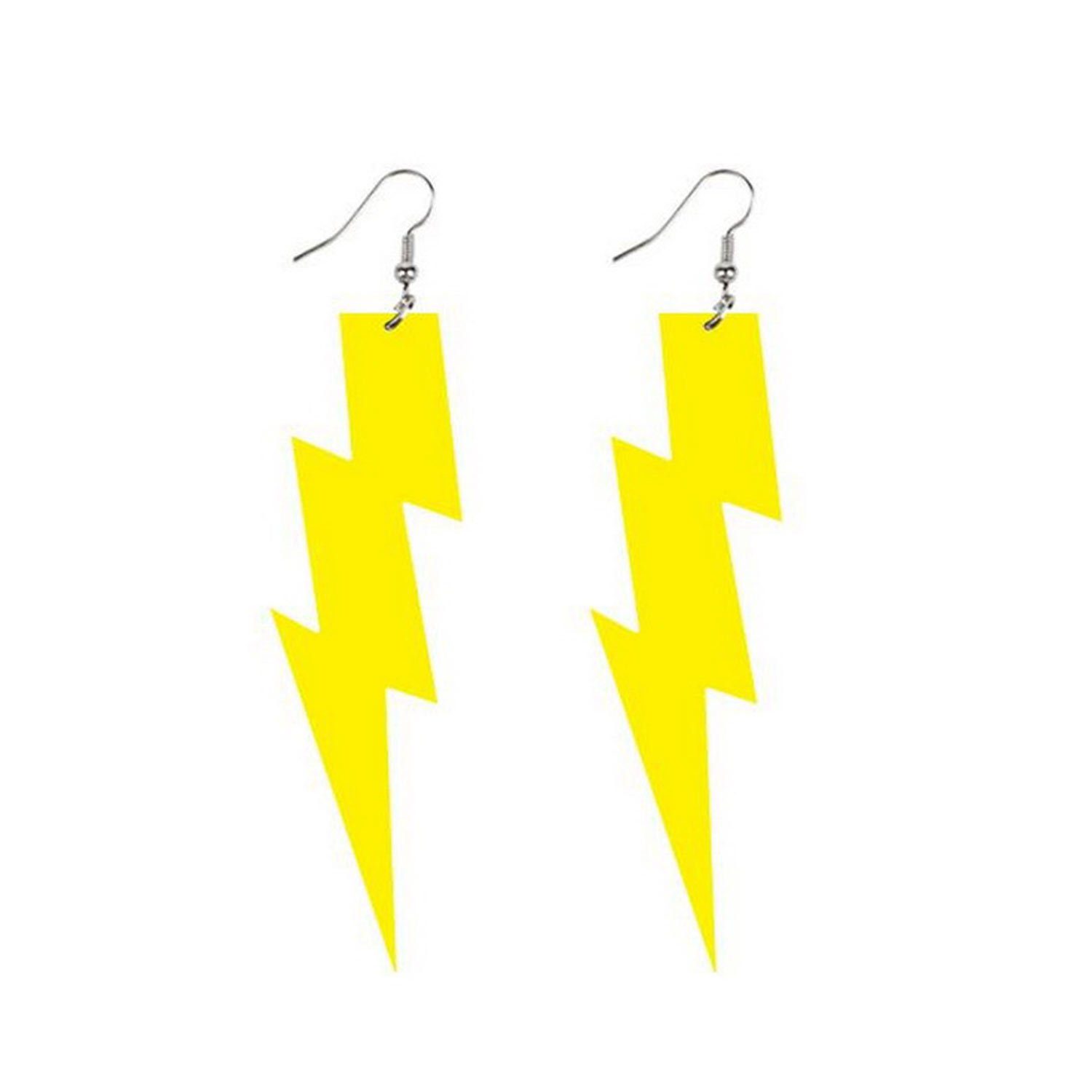 MAGICSHE Paar Ohrhänger 80er Jahre Neon Ohrringe, Blitzanhänger aus Acryl gelb