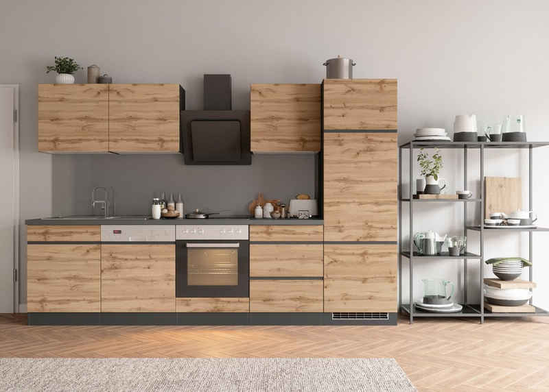 Kochstation Küche KS-Riesa, Stellbreite 300 cm, wahlweise mit oder ohne E-Geräte
