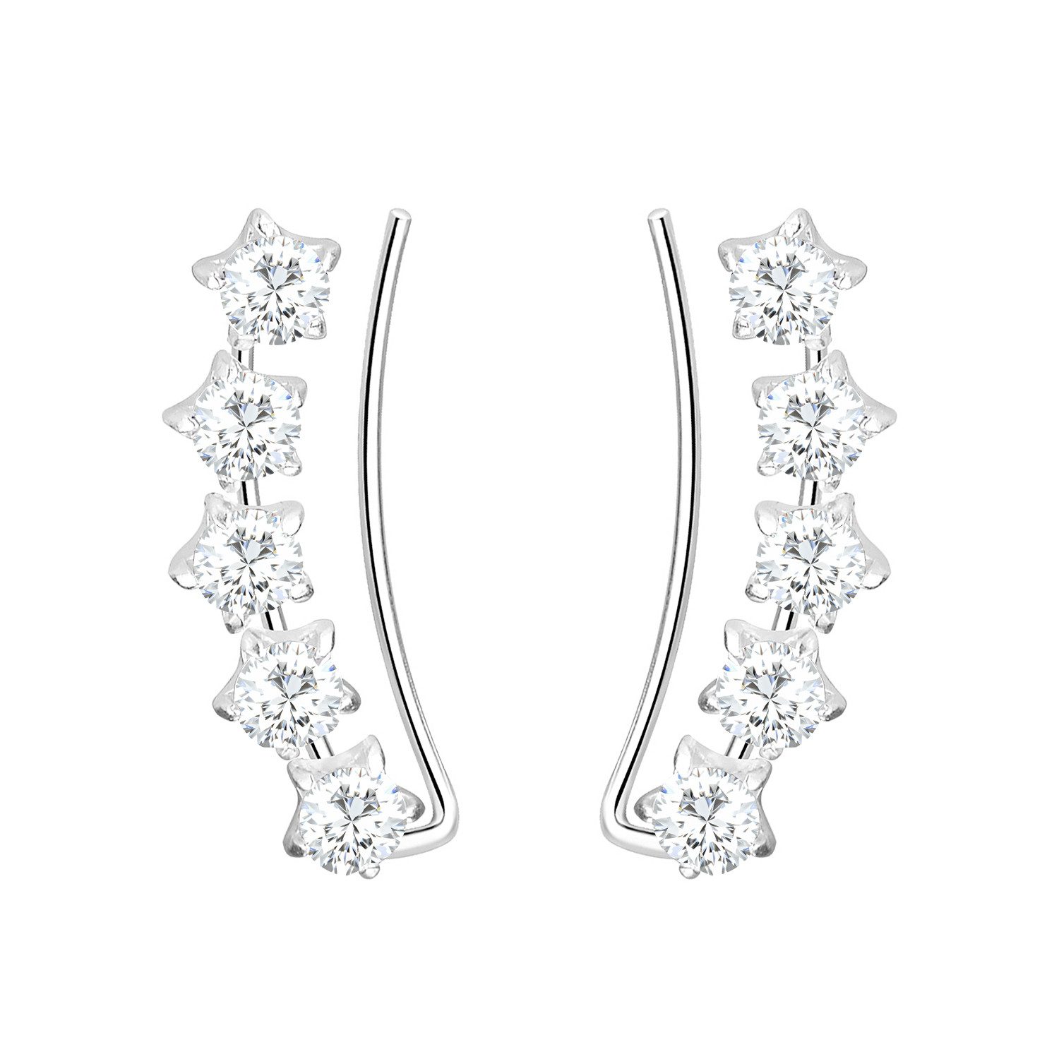 LÖB Ohrklemme 925 Silber Ohrringe Zirkonia Sterne Ohrklemme Ohrmanschette Kurz Damen (Geschenke für Frauen Beste Freundin Mutter Mama Damen zum Geburtstag Weihnachten Weihnachtsgeschenke, Inkl. Schmuckbox), Ohrstecker Ohr Kletterer Modern Minimalistisch Brautschmuck Braut