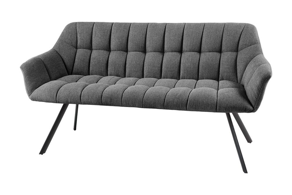 riess-ambiente Sitzbank PAPILLON 165cm anthrazit - Flachgewebe, Metall-Füße, mit Armlehne (Einzelartikel, 1-St), gepolsterte Bank mit Rückenlehne – ideal für Esstisch, Küche & Flur