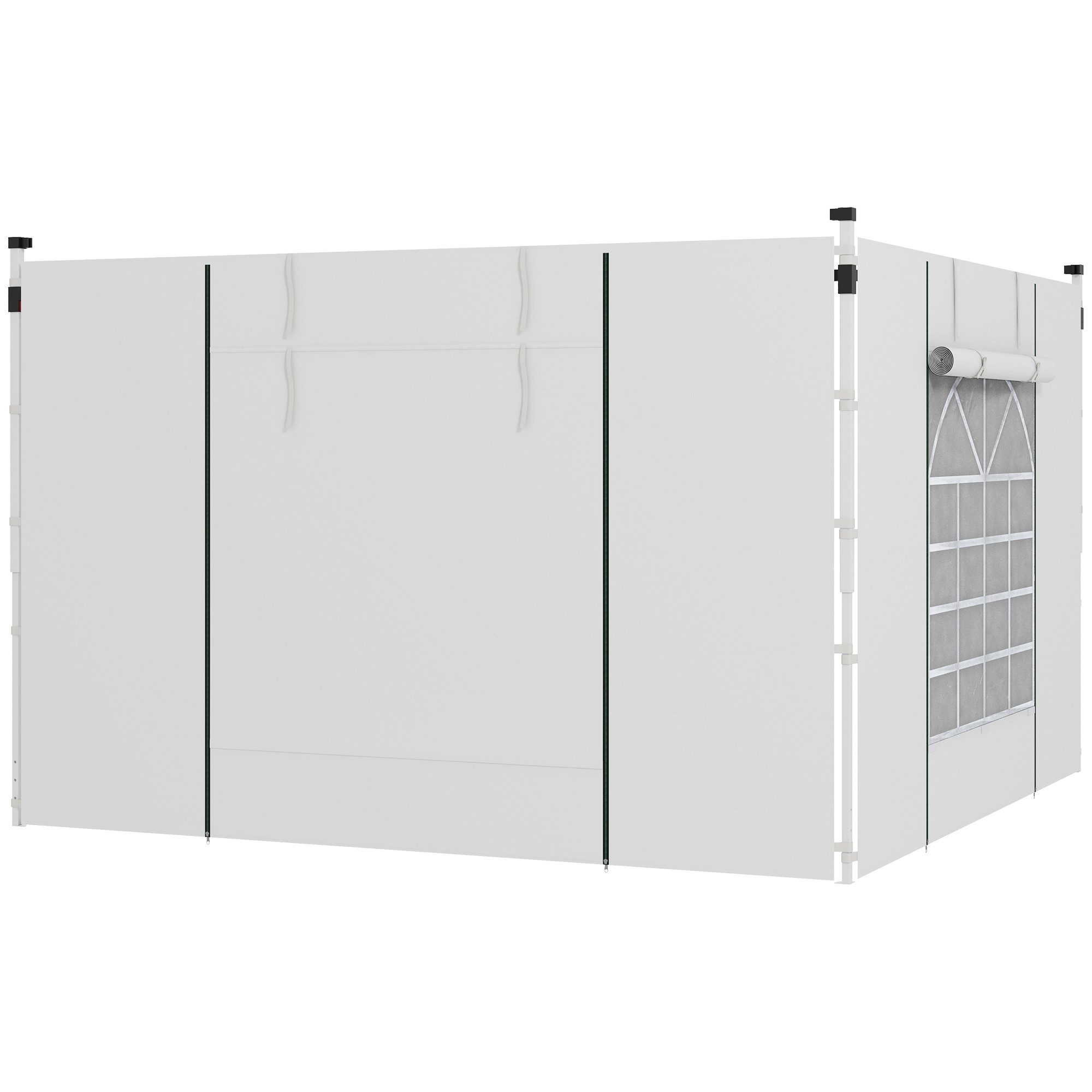Outsunny Pavillonseitenteil Seitenwand mit Fenster & Klett, wasserdicht, Wind- & Sichtschutz, 295x195 cm, für 3x6m oder 3x3m Pavillons) Faltplane, [2-St. Ersatzwände, für Partyzelt, Oxford, Weiß
