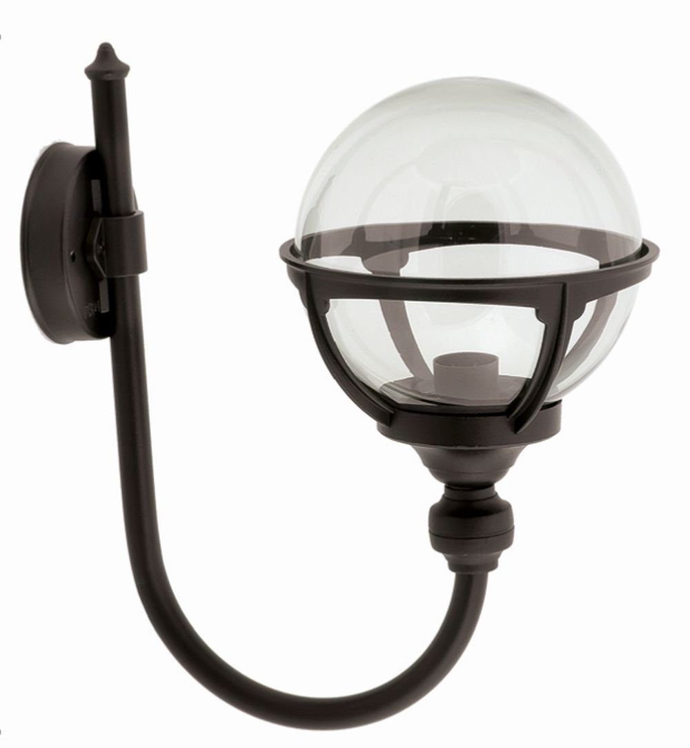 Außen-Wandleuchte E27 Vintage Außenlampe Schwarz IP44 außen Leuchtmittel, Licht-Erlebnisse ohne RAGNELL, Kugelschirm Haus Wandlampe