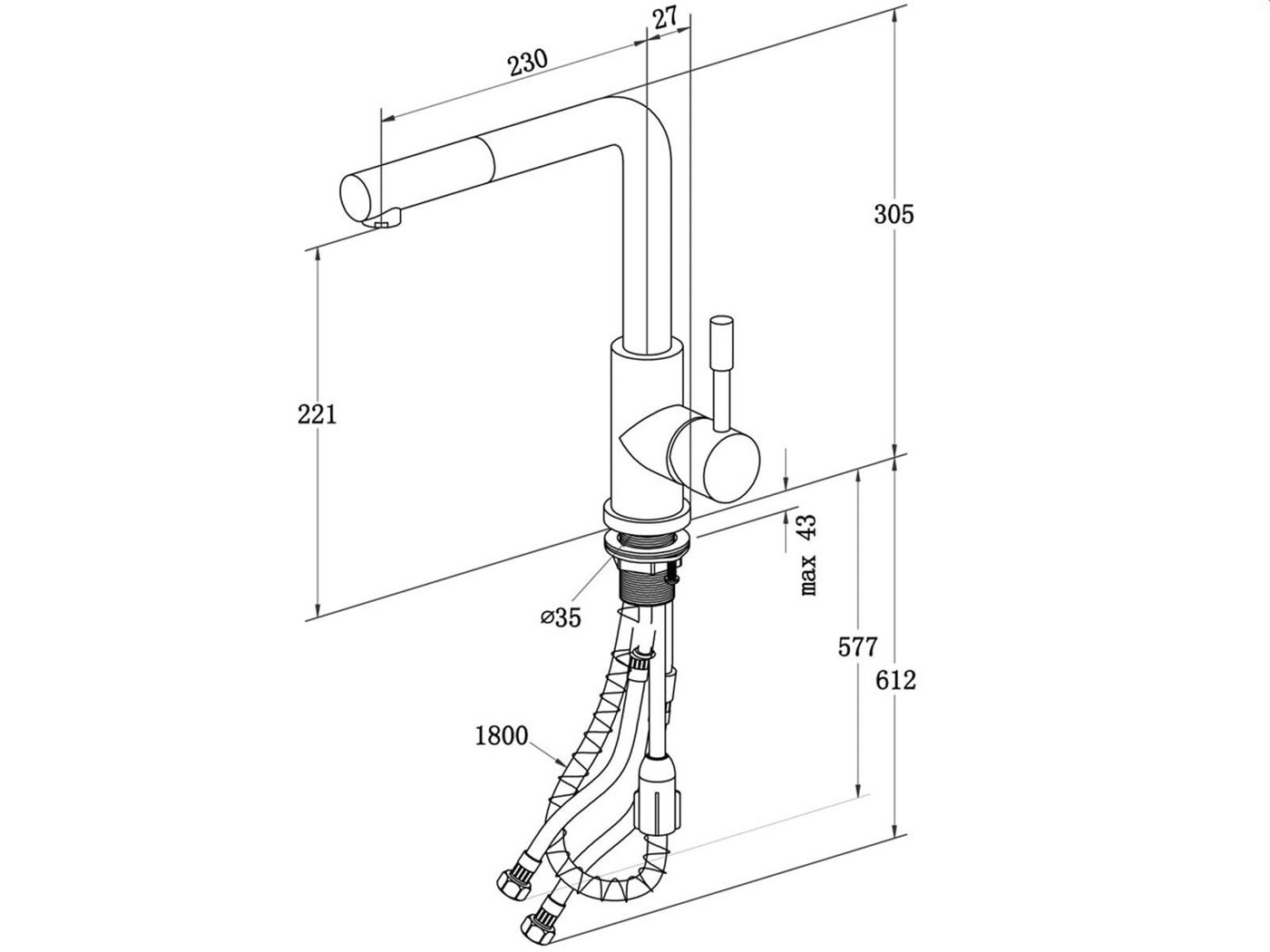 Thumbnail - Villeroy & Boch Küchenarmatur (1-St) 9697 01 05, keramische Dichtungen, mit Ausziehbrause