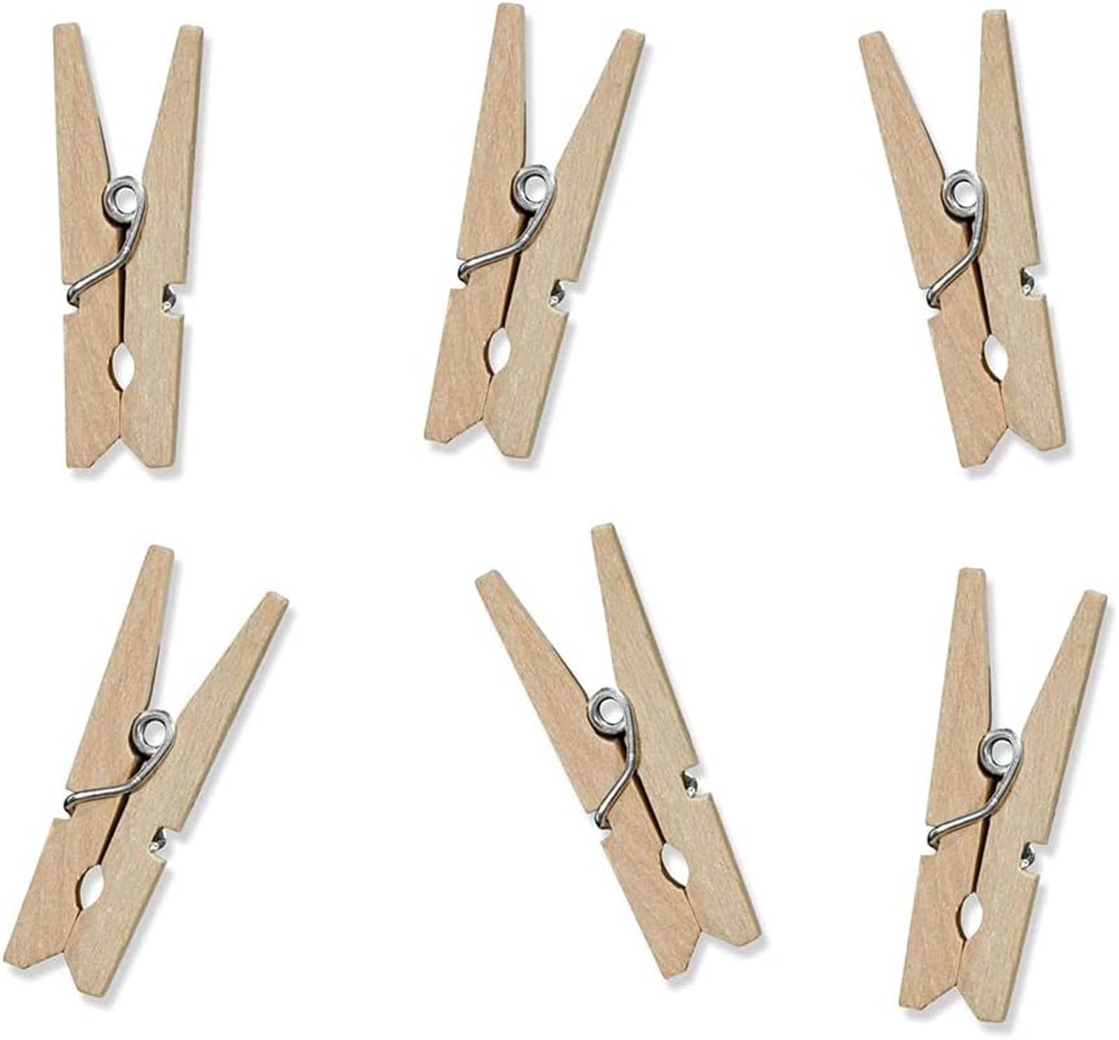 partydeco Dekoklammer PartyDeco Miniklammern aus Holz Holzklammern Natur 20 Stück