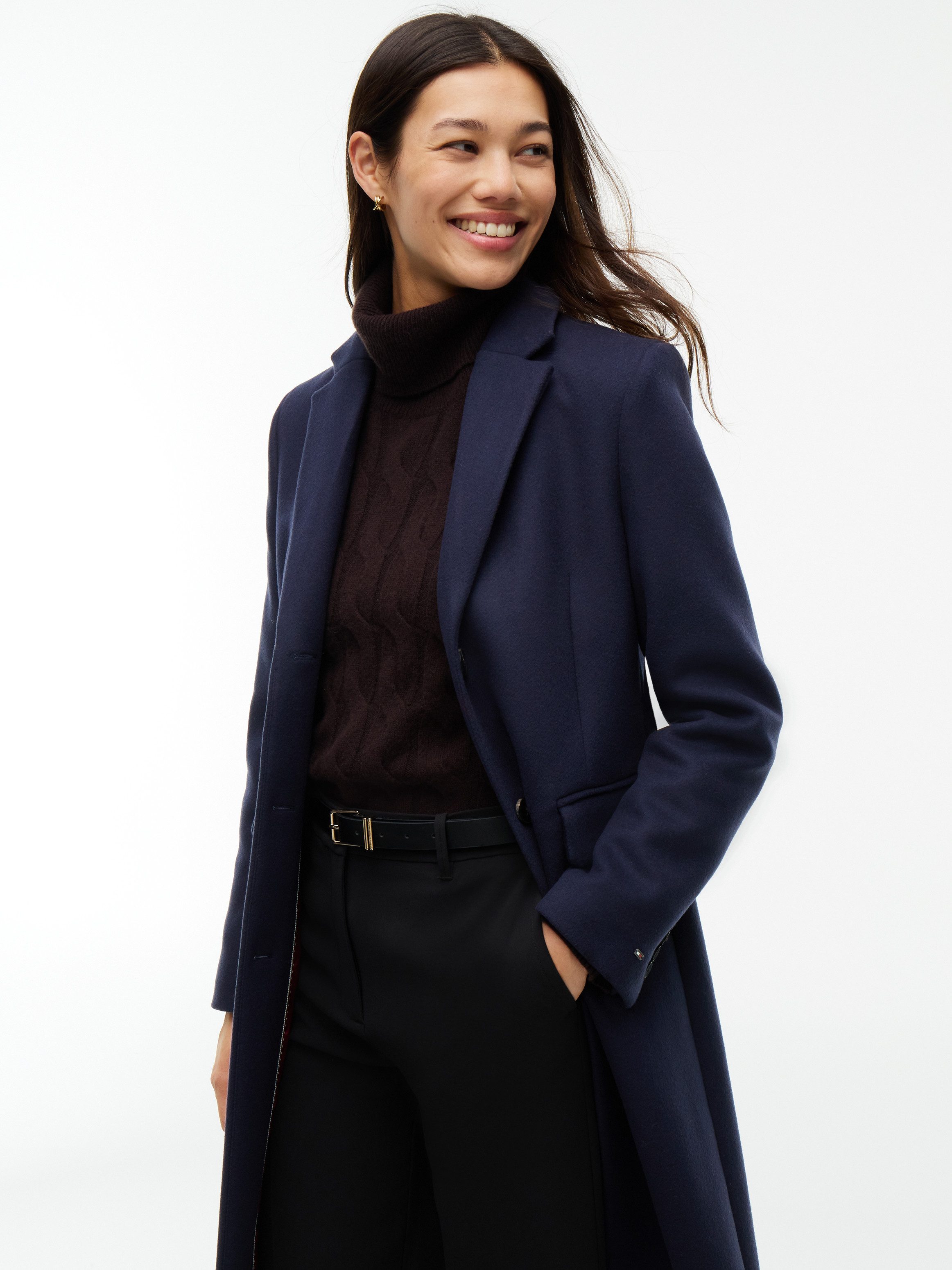 Tommy Hilfiger Kurzmantel WOOL CLASSIC SB COAT Materialmix, mit Wolle, auch in großen Größen