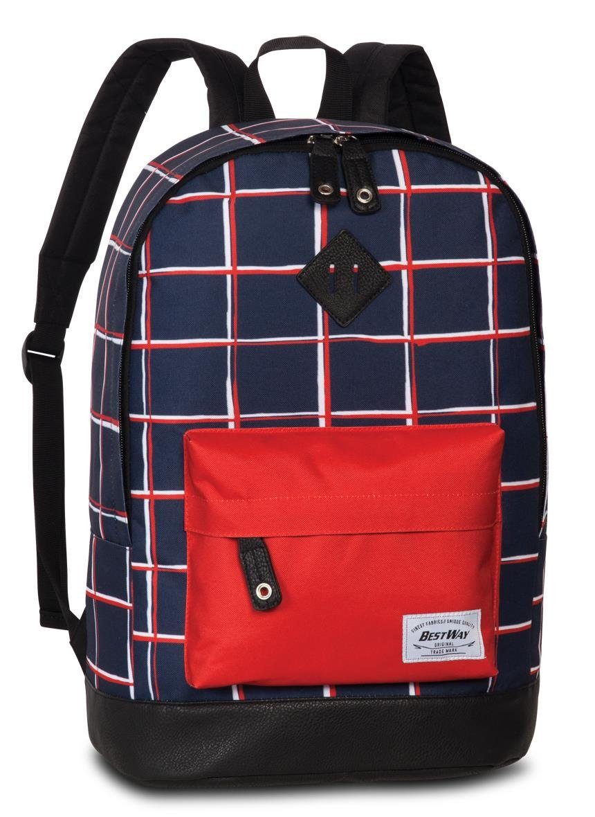 BESTWAY Freizeitrucksack Bestway Rucksack Campus rot/blau Karo