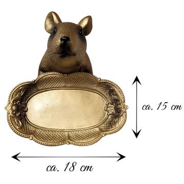 Bada Bing Tierfigur Dekofigur Ratte Gold Maus Tischdeko Kartenhalter Pralinenschale (Dekofigur h: 23 cm), mit Schale
