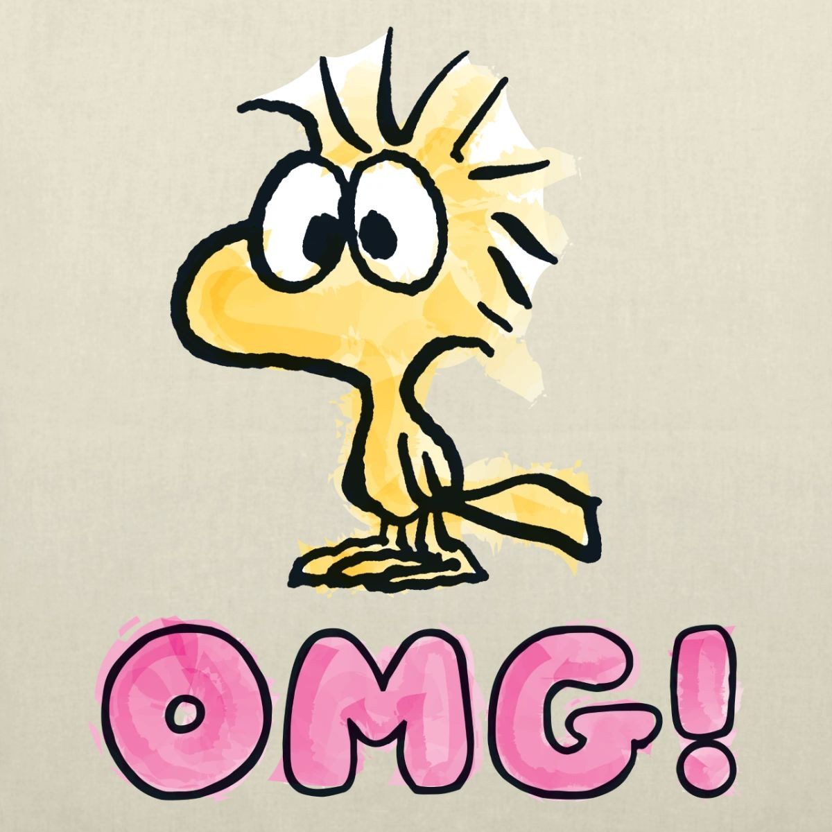 Spreadshirt Henkeltasche Peanuts Woodstock OMG Oh Mein Gott Stoffbeutel (1-tlg)
