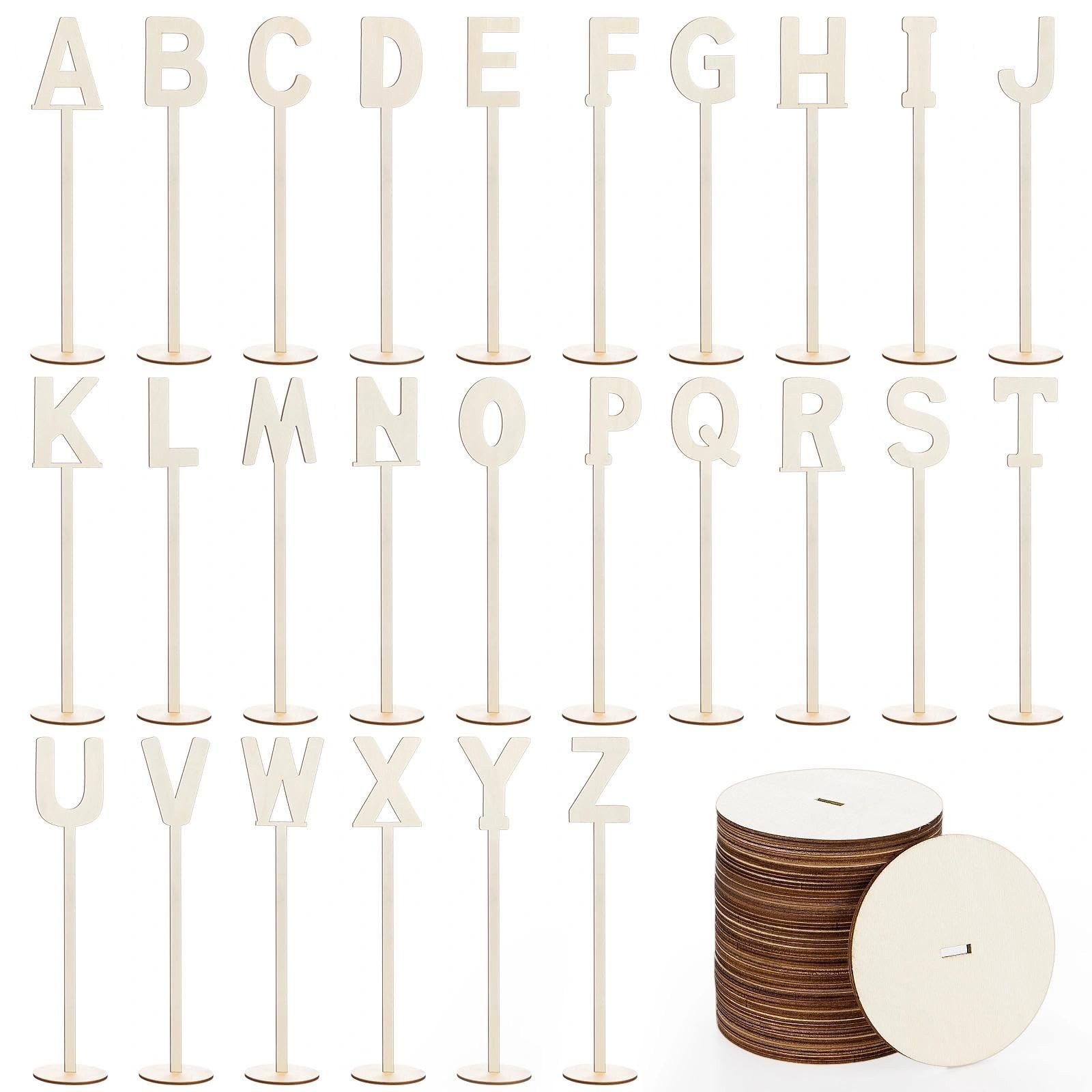 Bundviel Tischkartenhalter A bis Z Holztisch Zahlen mit Halter Basis für Hochzeit oder Dekoration