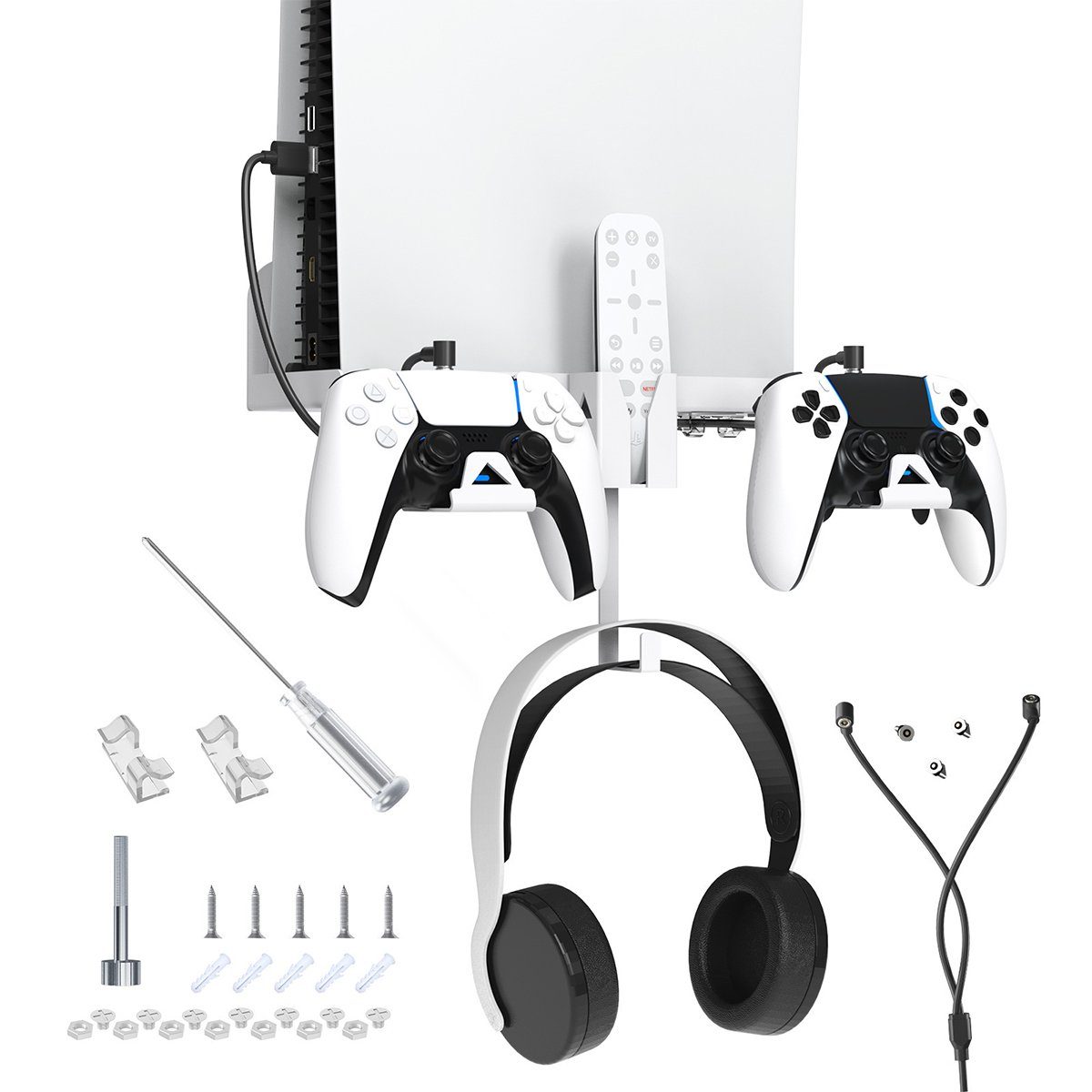 Tadow PS5 Wandhalterung zur Aufbewahrung, Für PS5 Konsole Gamepad Halterung PlayStation 5-Controller (Wandhalterung für die optische/digitale Version der PS5-Konsole)