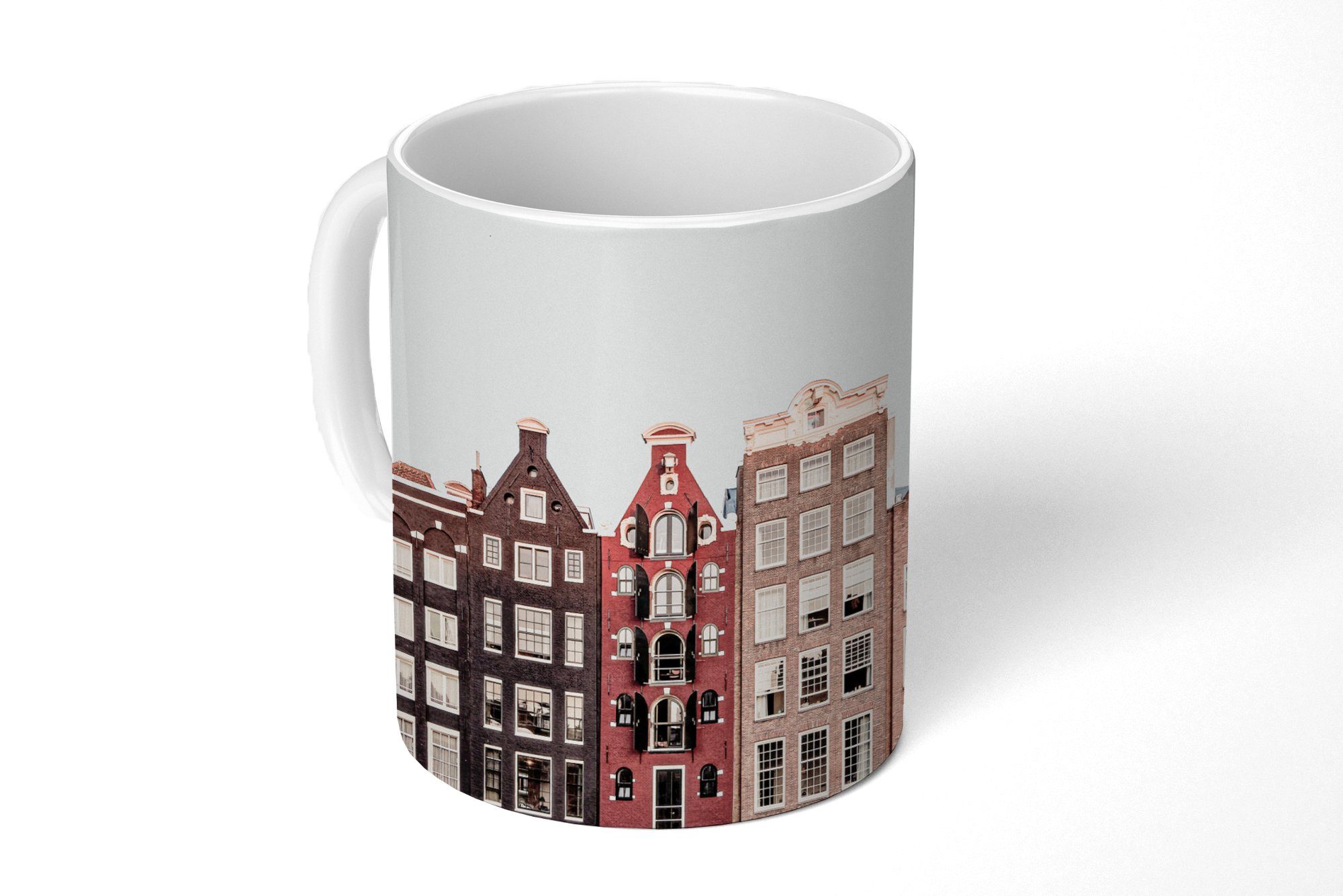 MuchoWow Tasse Amsterdam - Architektur - Häuser - Straße, 1-tlg., Keramik, Kaffeetassen, Teetasse, Becher, Kaffeebecher, Geschenk