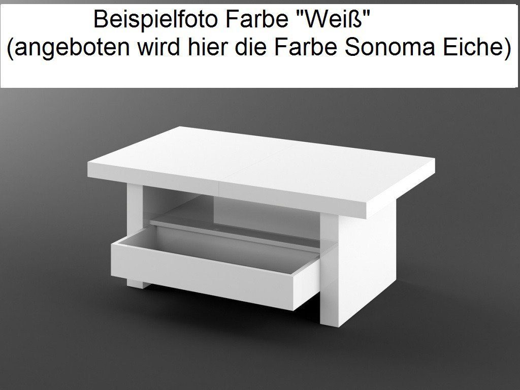 Aversa designimpex höhenverstellbar Sonoma Eiche H-111 Couchtisch ausziehbar Schublade