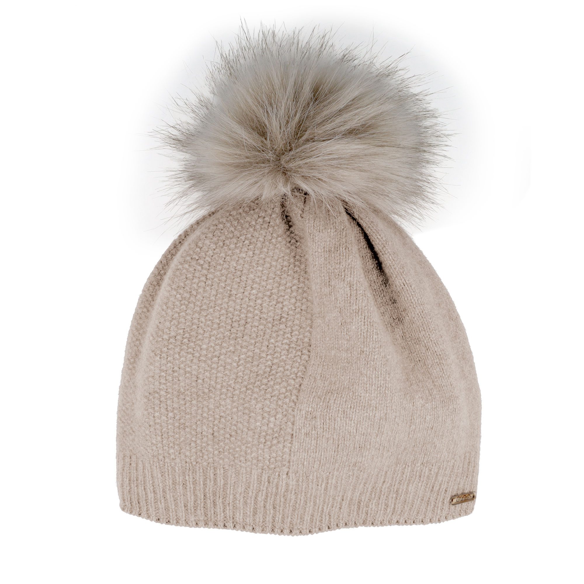 CAPO Strickmütze Wintermütze, Kaschmir-Wolle-Mischung, Futter, Fake-Fur, Struktur