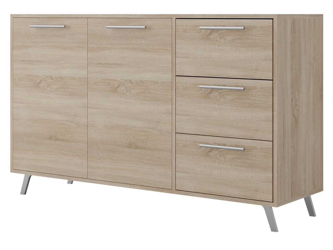 MIRJAN24 Kommode Bali (2-Drehtüren und 3 Schubladen), Rollgleitschienen