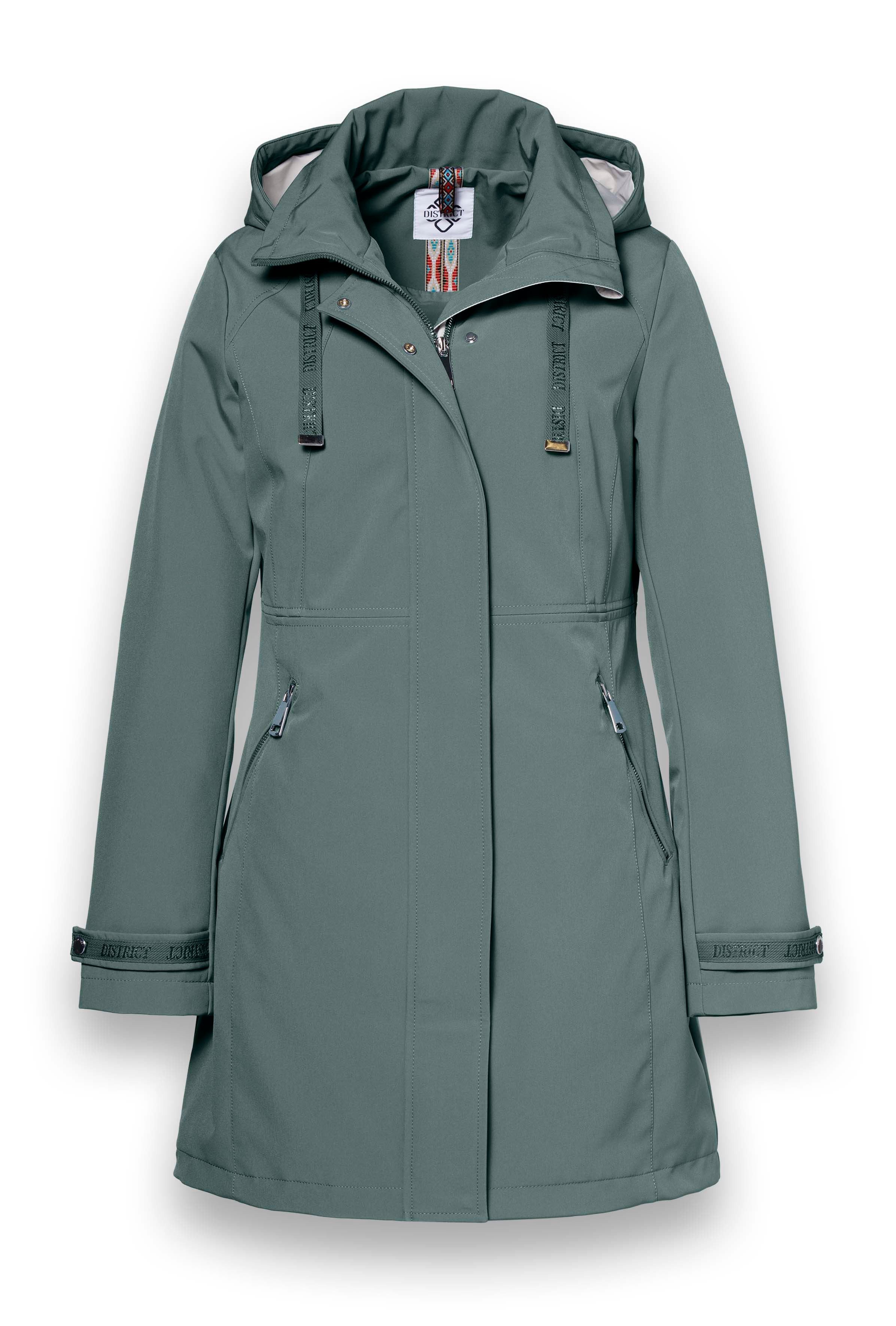 District Funktionsjacke Übergangsjacke Poppy (Parka, mit Kapuze, wasserabweisend) grün Damen