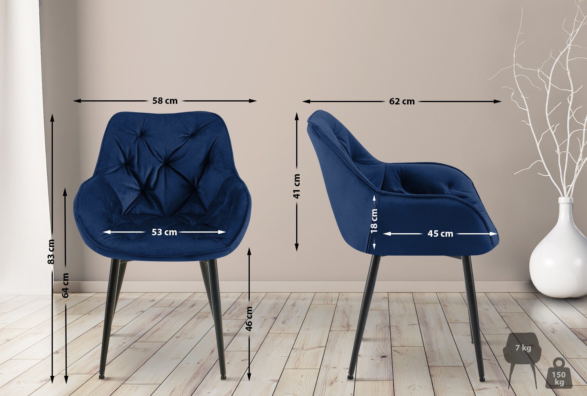 CLP Esszimmerstuhl Tanna Samt (2er Set), günstig online kaufen